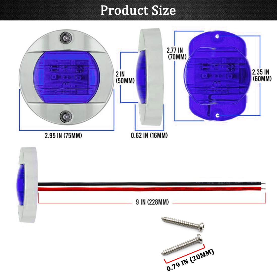 Boaton LED Night Fishing Lights, Marine Boat Interior Lights, Blue