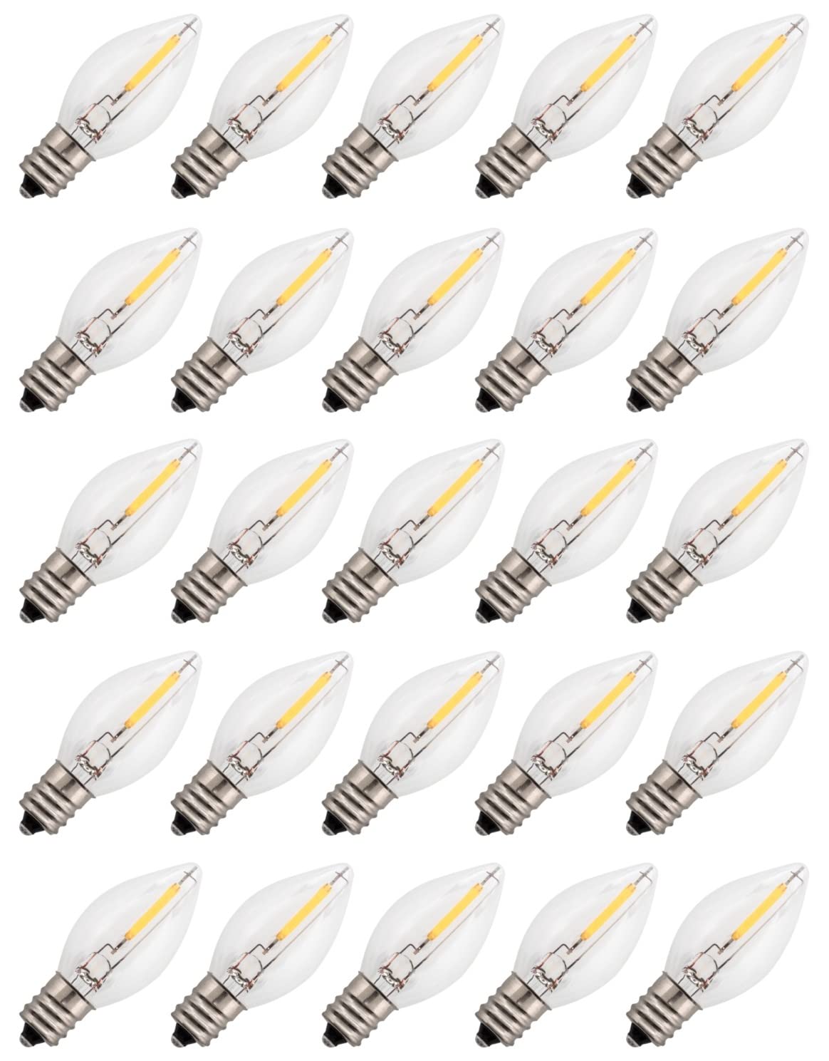Creative Hobbies Led Night Light Bulbs, 4W 5W 6W 7W Incandescent Equivalent, C7 Candelabra Base, Indoor And Outdoor Christmas Li