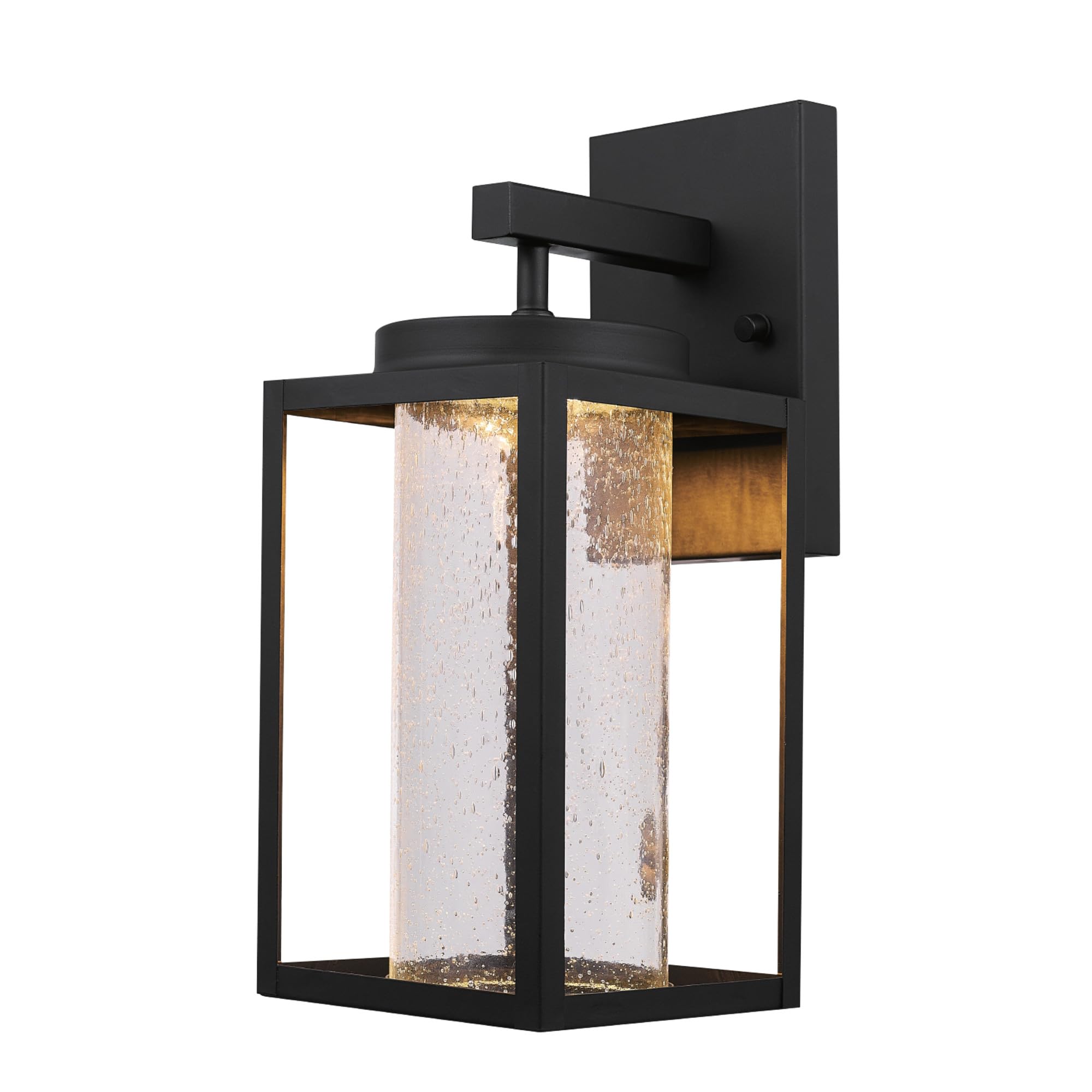 Globe Electric 44359 Capulet Led Integrated Outdoor Indoor Wall Sconce, Black, Clear Bubble Glass Center Column, Dimmable, 12W,