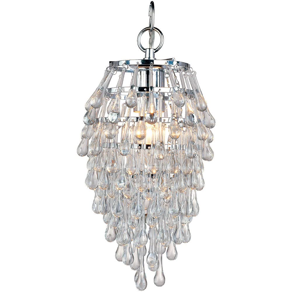 AF Lighting Chrystal Teardrop Pendant Light with Swag Kit, Clear Glass Drop Beads, and Chrome Finish for Plug-In or Hardwire Ins