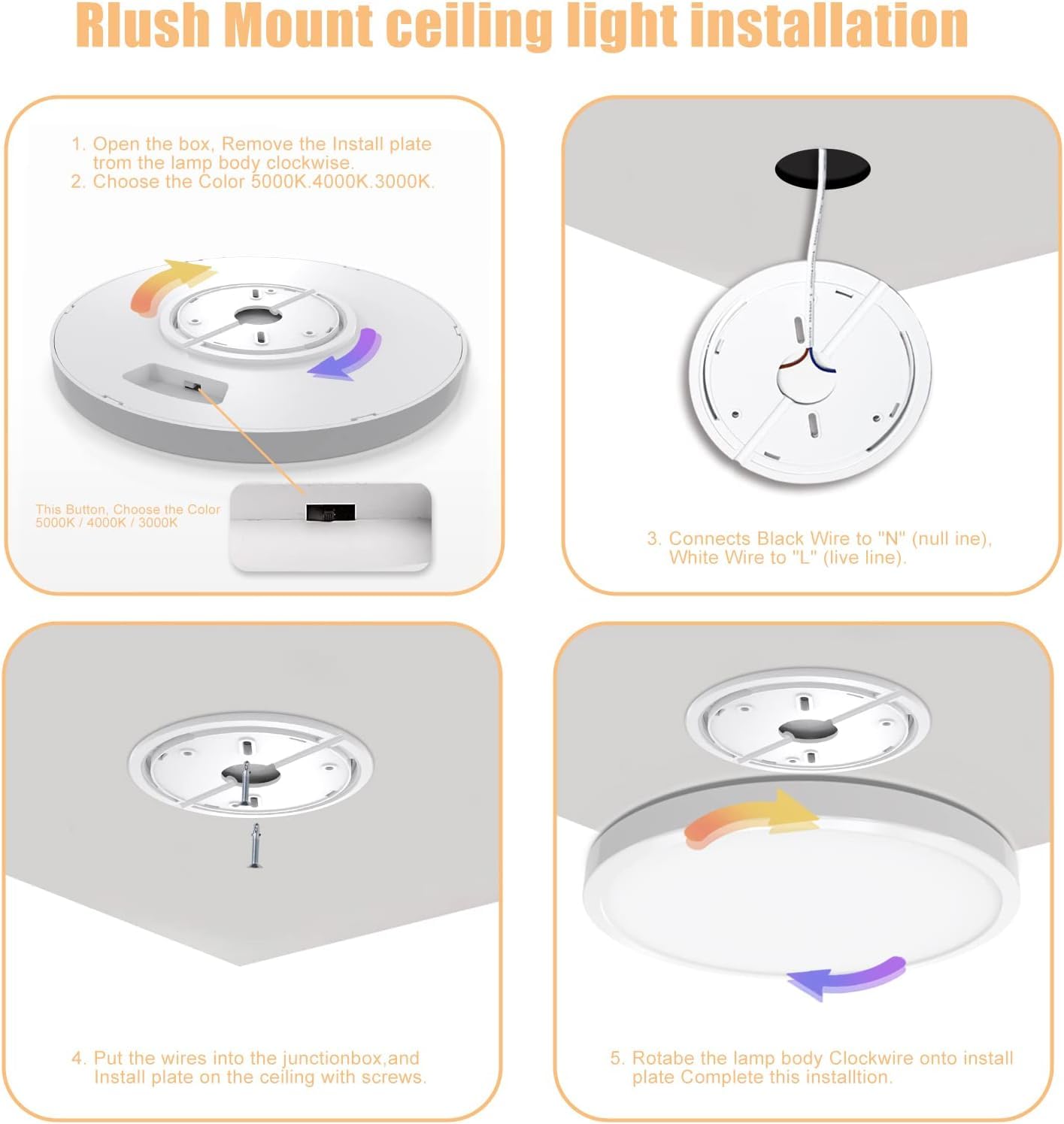 Yxx-Tech 12 Inch Flush Mount Ceiling Light,28W Surface Mount Led Ceiling Light Fixture For Bedroom Kitchen Bathroom Hallway,Dimm