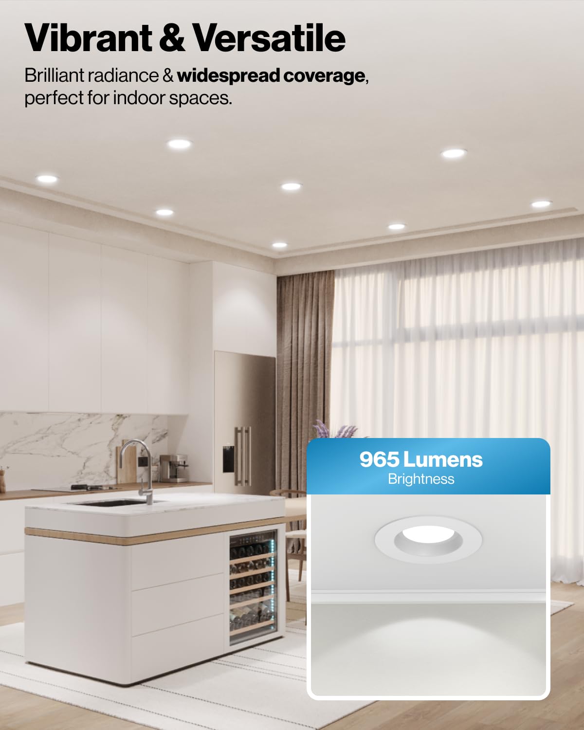 Sunco 5Cct Retrofit Led Recessed Lighting 6 Inch, 2700K/3000K/3500K/4000K/5000K Selectable, Dimmable Can Lights, Smooth Trim, 13W=75W, 965Lm, Damp Rated, Ul-Certified 4 Pack