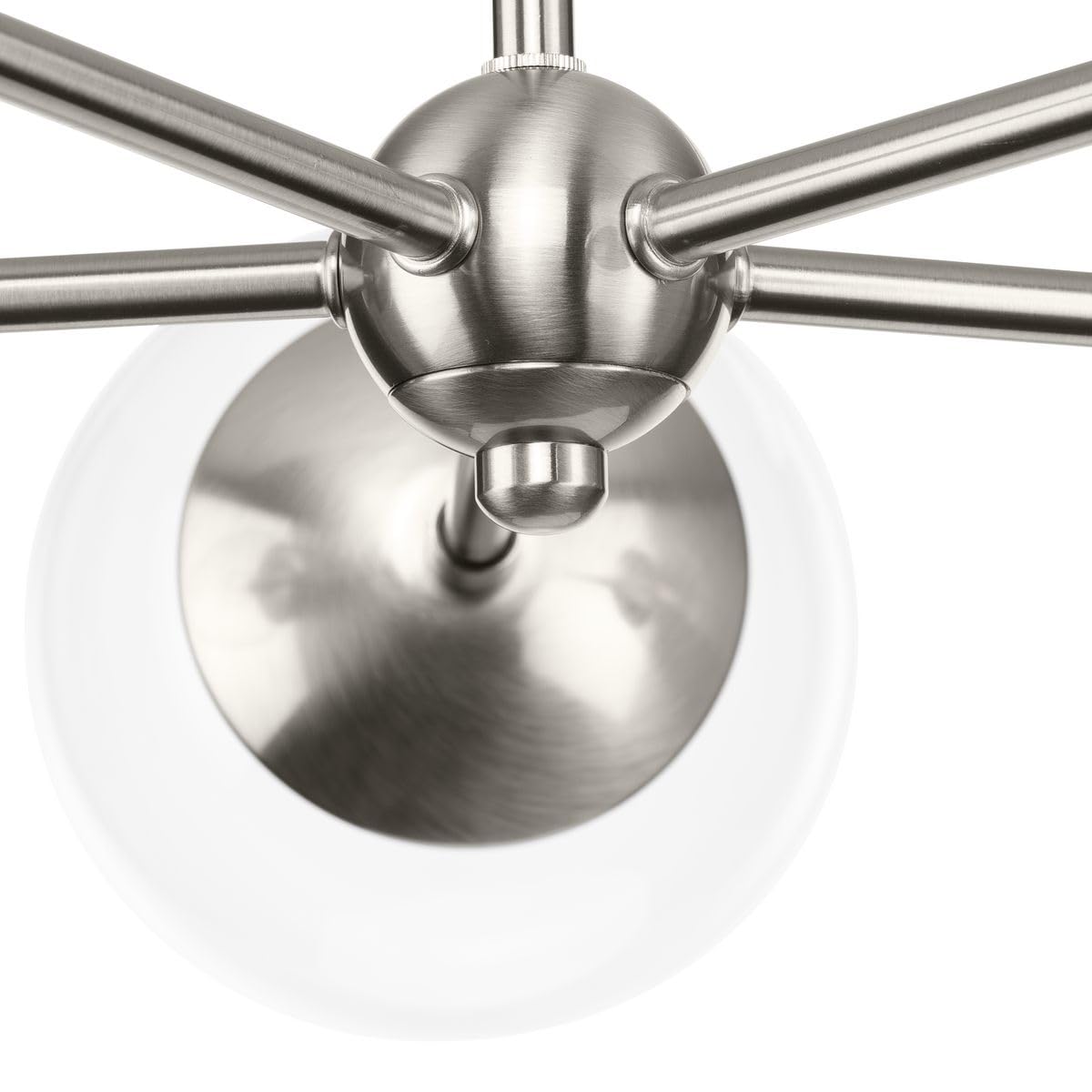 Progress Lighting P400325-009 Atwell Collection 28 In. Five-Light Brushed Nickel Mid-Century Modern Chandelier With Clear Glass