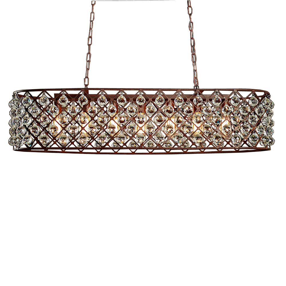 Warehouse of Tiffany Whse of Tiffany LD4502 Shekinah 6-Light Rusty Edison Chandelier with Bulbs, 40, Rustic