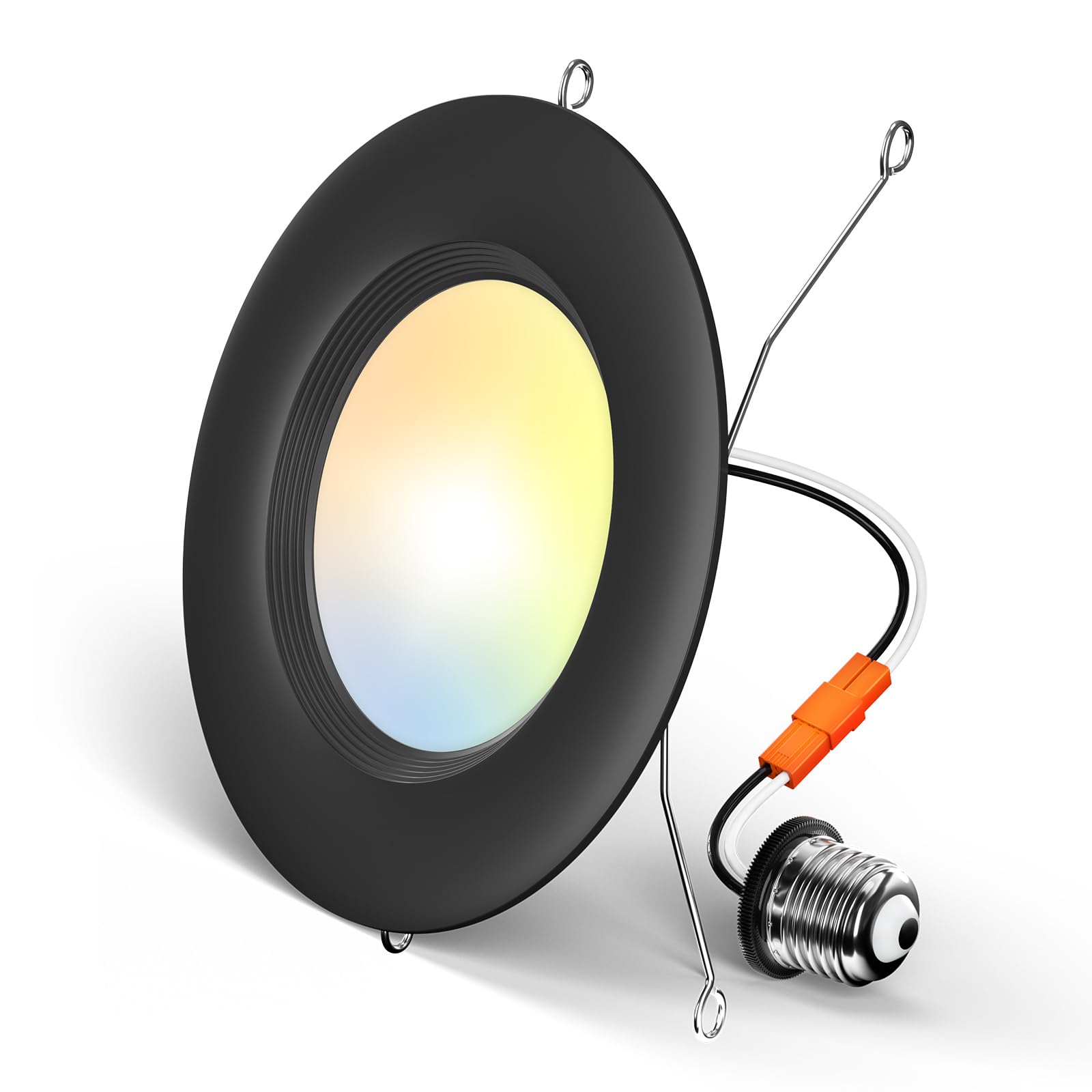 Amico 6 Inch Retrofit LED Recessed Lighting 1 Pack, Black LED Can Lights with Baffle Trim, Selectable 2700K/3000K/4000K/5000K/60