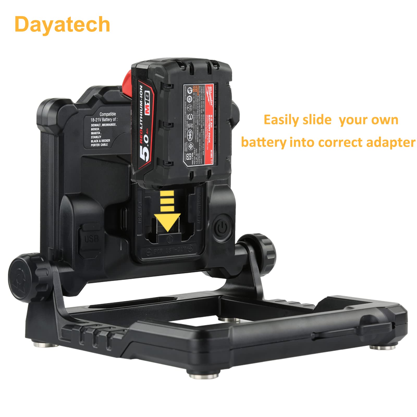 Dayatech Cordless Led Work Light Compatible With Dewalt And Milwaukee 18-20V Battery, Magnetic Base For Underhood, 4000 Lm 25 W