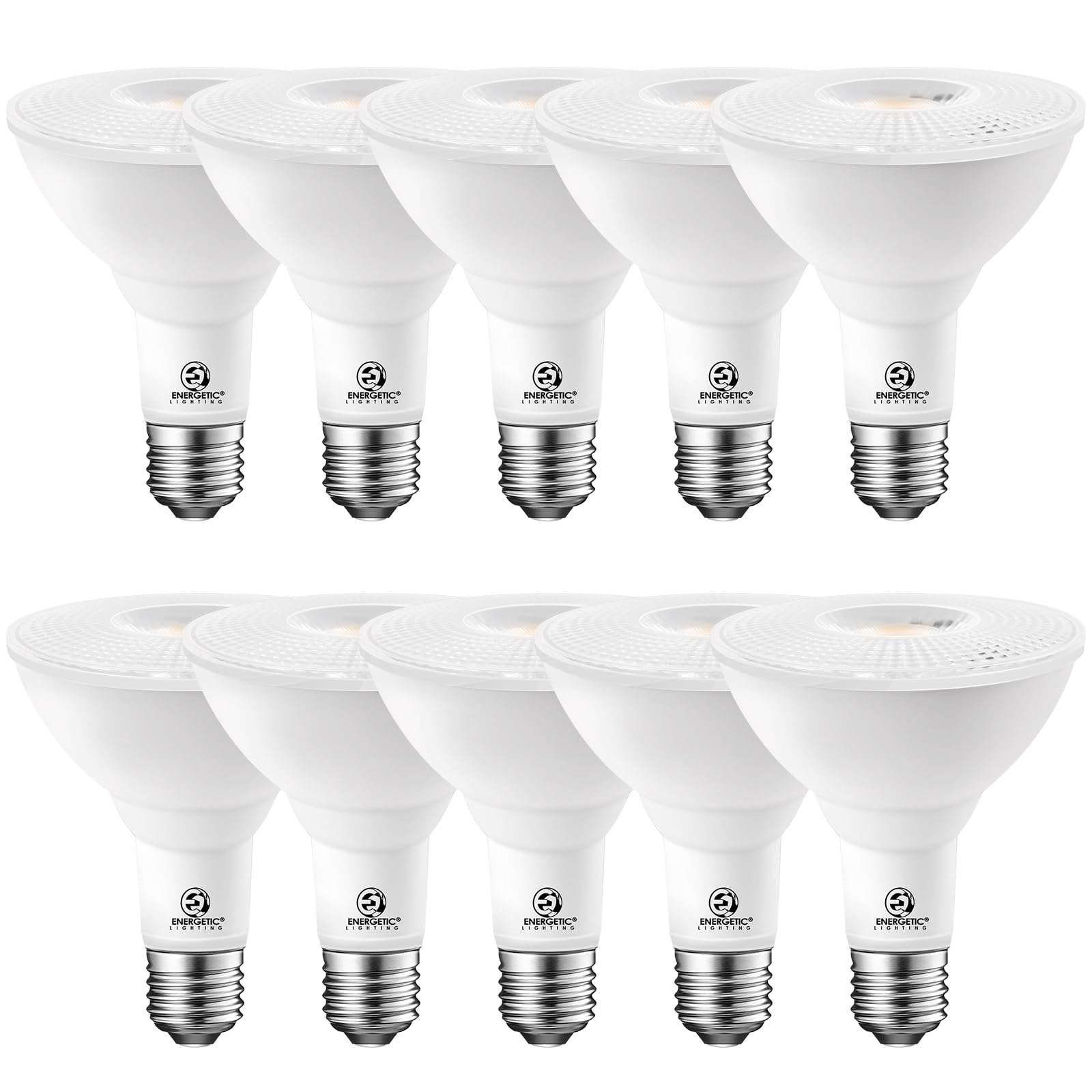 Energetic 10 Pack Par30 Led Bulbs, Flood Light Outdoor Indoor 75 Watt Equivalent 10W Dimmable,3000K Warm White,1000 Lumens,E26 B