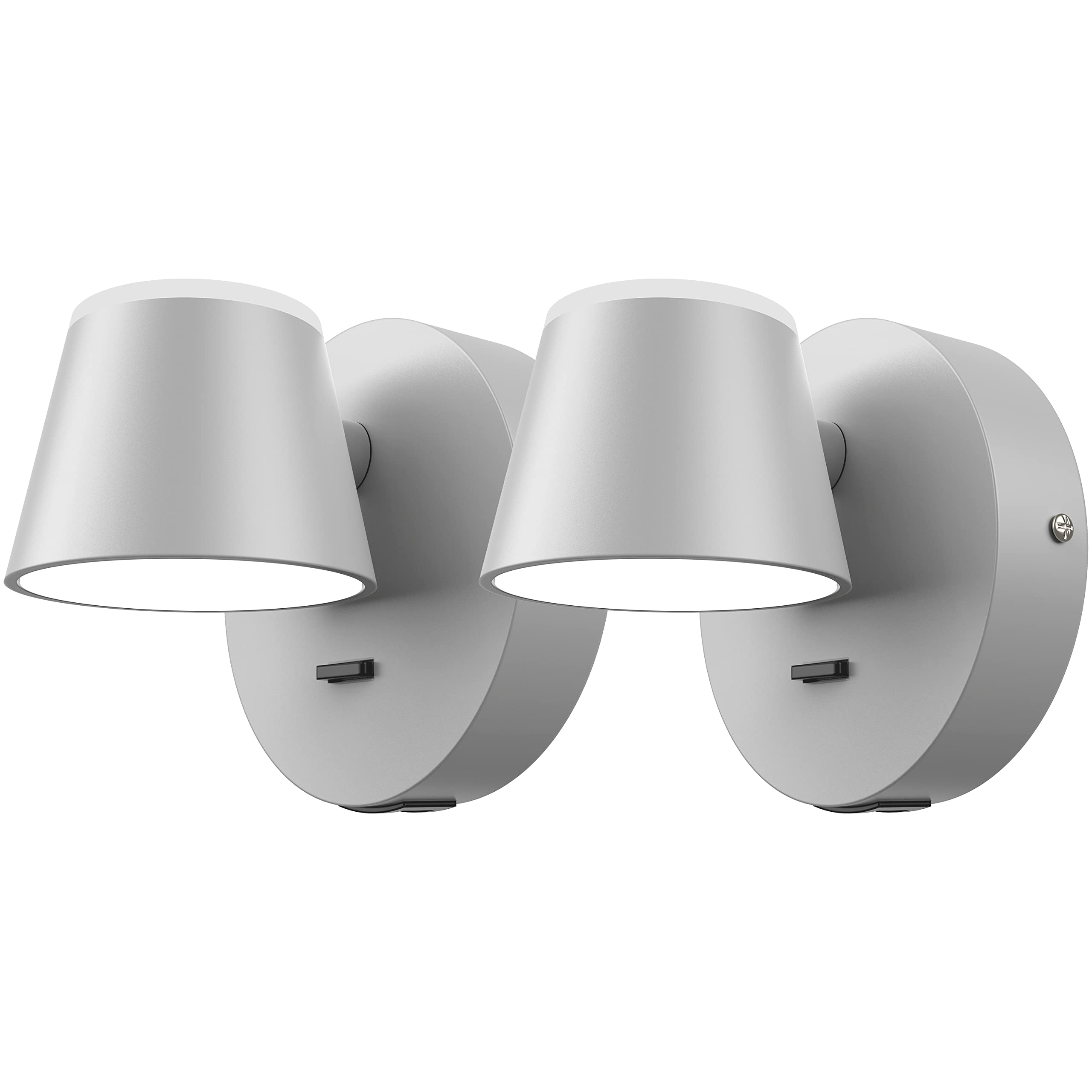 URSOLA LED Wall Sconce Set of Two, Hardwired, USB Charging Port, 350° Rotatable, Gray, Model 7540-1T