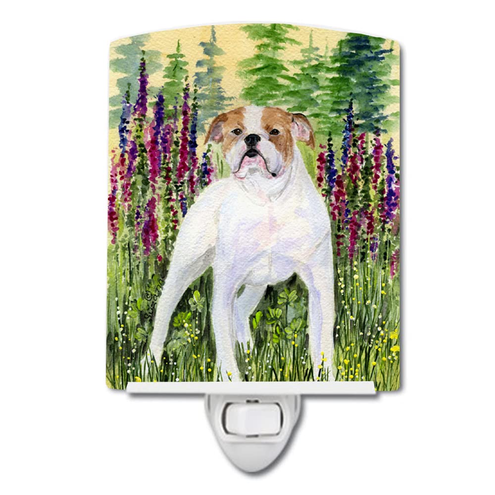 Caroline'S Treasures Ss8156Cnl English Bulldog Ceramic Night Light Compact, Ul-Certified, Ideal For Bedroom, Bathroom, Nursery, Hallway, Kitchen, 6X4X3, Multicolor