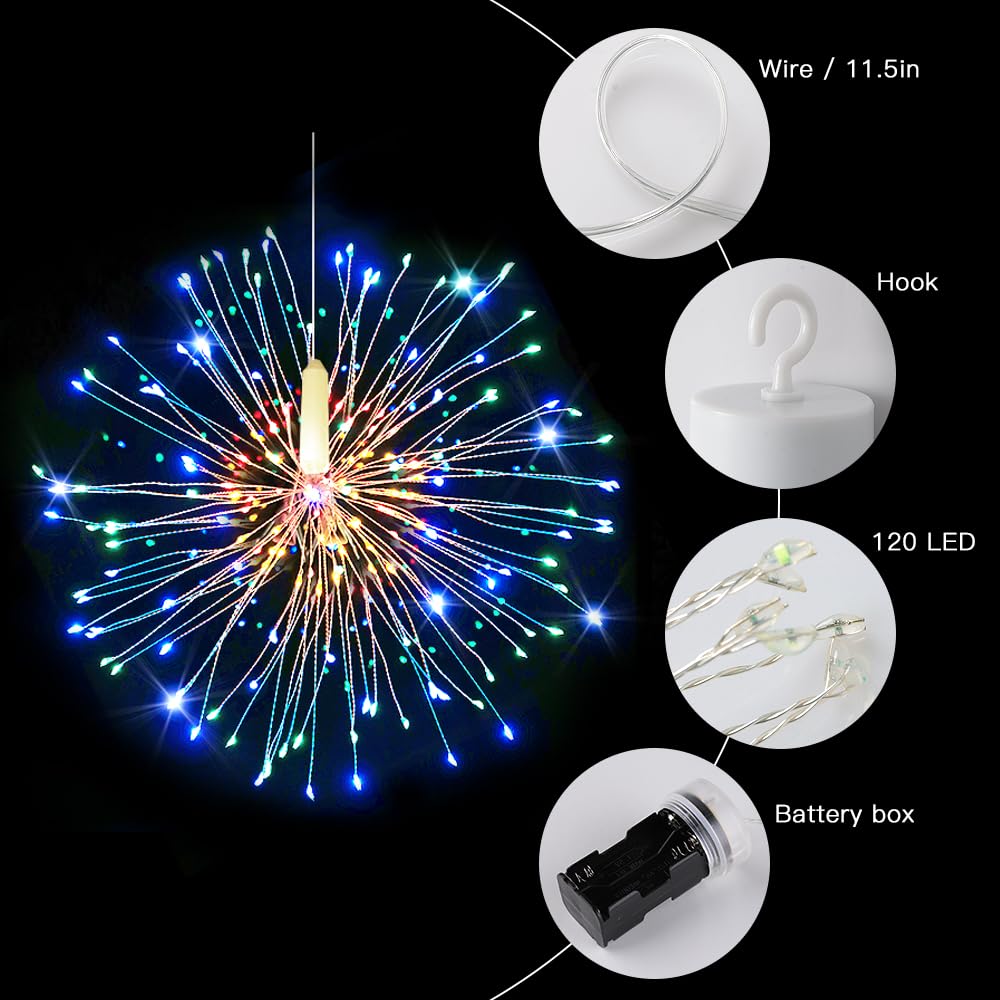 Techip 120Led Fairy Lights - Colorful Copper Wire String Lights With Remote & Timer For Indoor/Outdoor