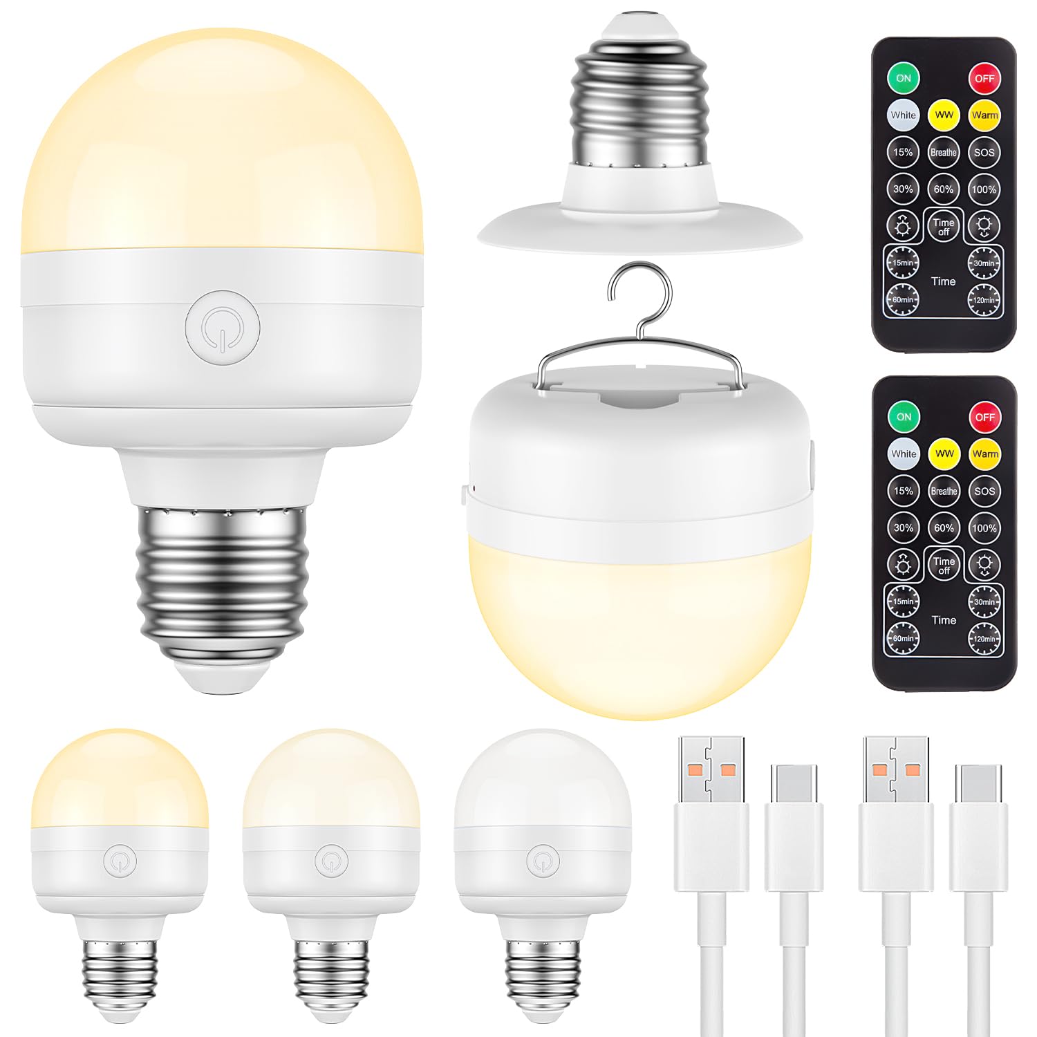 SCOPOW Rechargeable E26 Magnetic Light Bulbs with Remote, 10W, 900LM, 3500mAh, Warm/Natural/Cold White, Model DG-005,