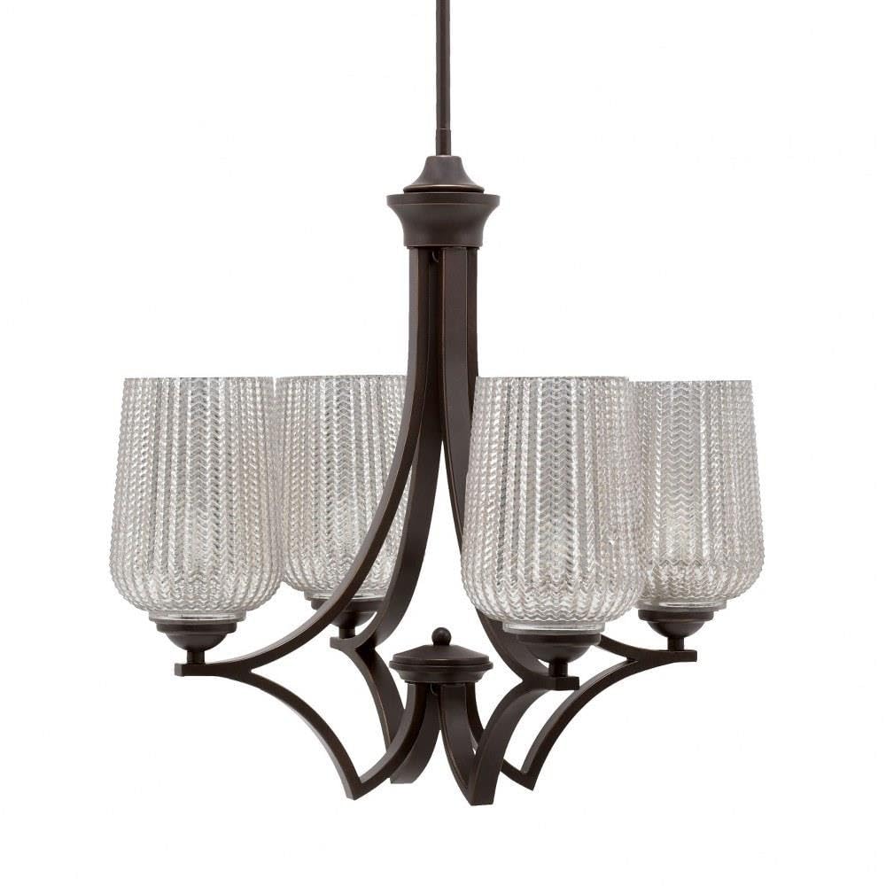 Toltec Lighting 564-Dg-4253 Zilo - 4 Light Uplight Chandelier-19.75 Inches Tall And 20.25 Inches Wide, Finish Color: Dark Granite, Glass Color: Silver Textured