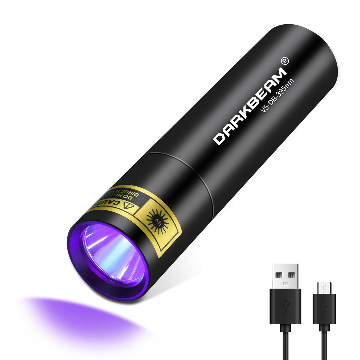 Darkbeam Flashlight Uv Black Light 395 Nm, Mini But Powerful Usb- C Led Rechargeable Woods Lamp, Ultraviolet Flashlights For Pet Dog Urine, Stains Detection/Resin Curing/Fluorescent Agent