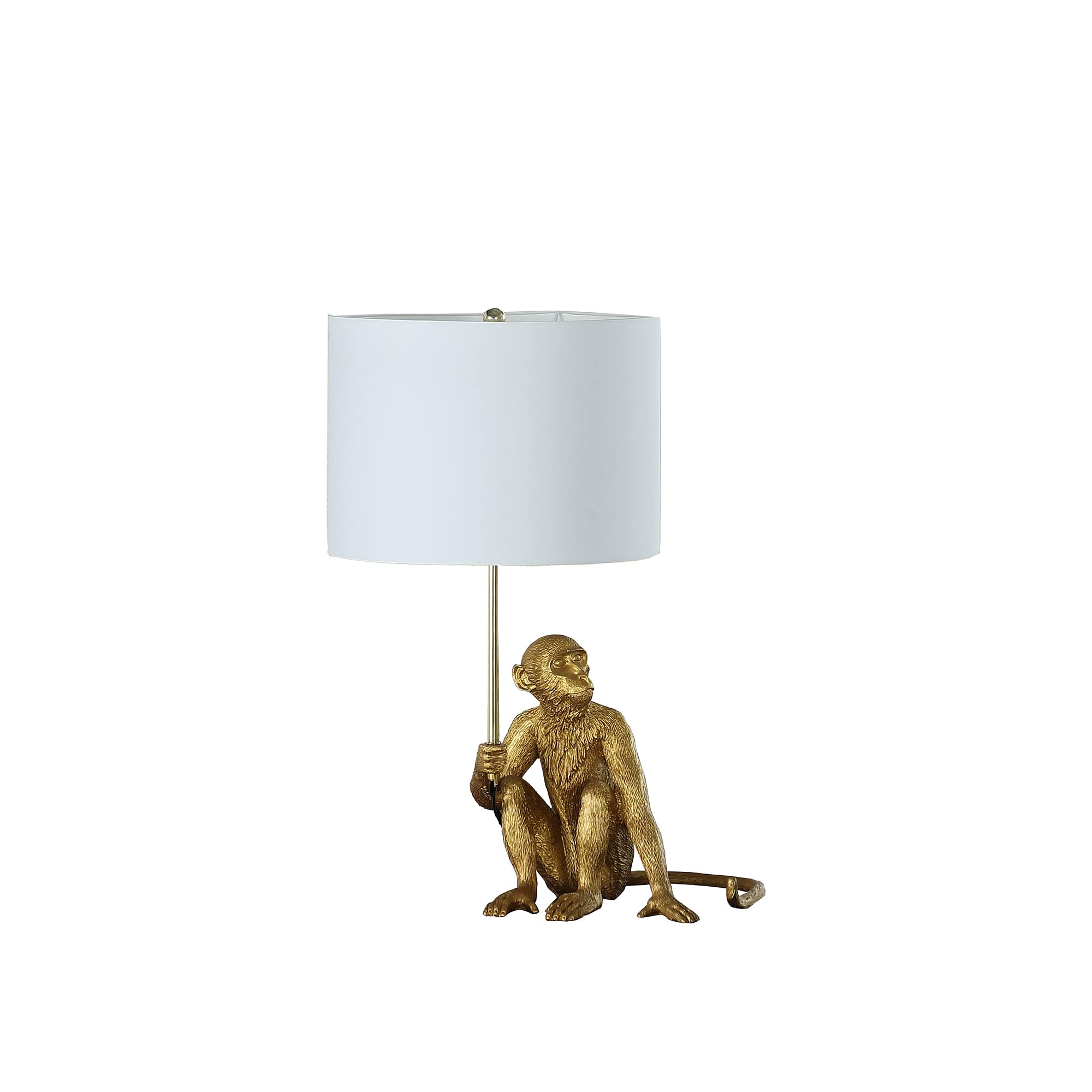 ORE HBL2623 Monkey Holding Polyresin Table Lamp, 25.50, Golden, Gold