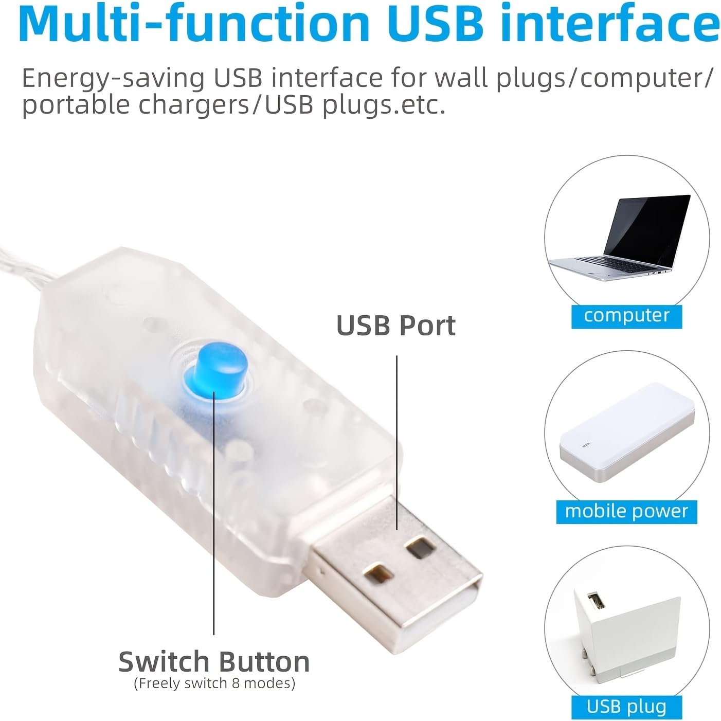 Lainin String Light 13Ft 96Led Usb Powered Curtain Light 16 Butterflies Strings 8 Mode Fairy Light Strip For Party Indoor Outdoor Room Garden Wall Wedding Christmas Xmas Decorations (Purple)