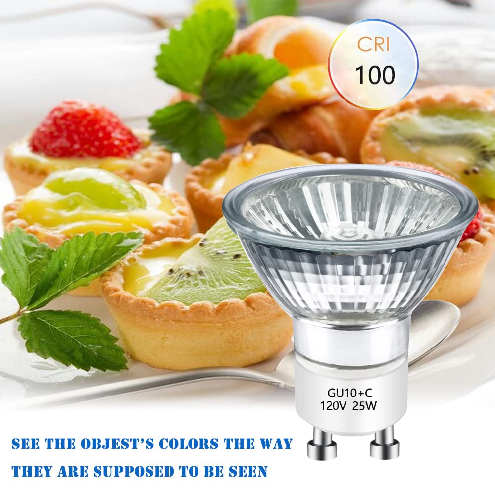 Bogao Halogen Bulb 25W GU10 Dimmable Warm White 2700K, 4 Count Pack for Candle Warmers and Wax Burners