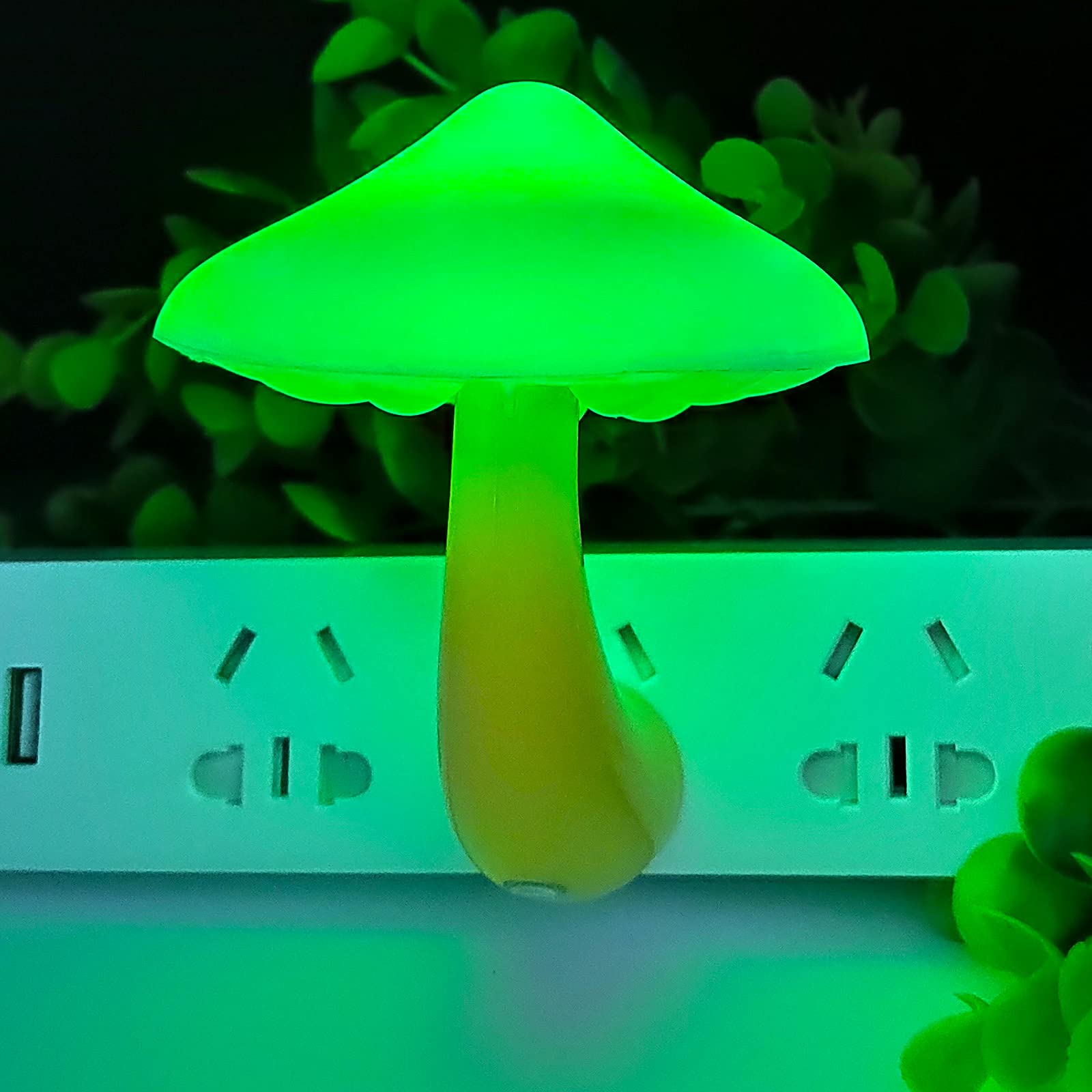 2 Pieces Led Mushroom Night Lamp Plug In Lamp Mushroom Night Light Mini Magic Mushroom Night Lights For Adults Kids Green