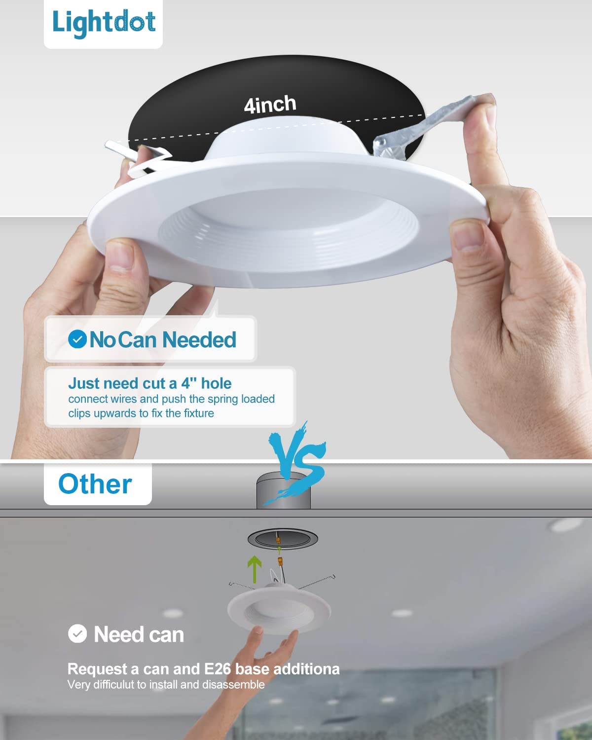 Lightdot 6 Inch Recessed Lighting 24 Pack White  12W Dimmable Led Downlight 3Cct Selectable (3000K/4000K/5000K)  Anti-Glare Slim Canless Ceiling Light