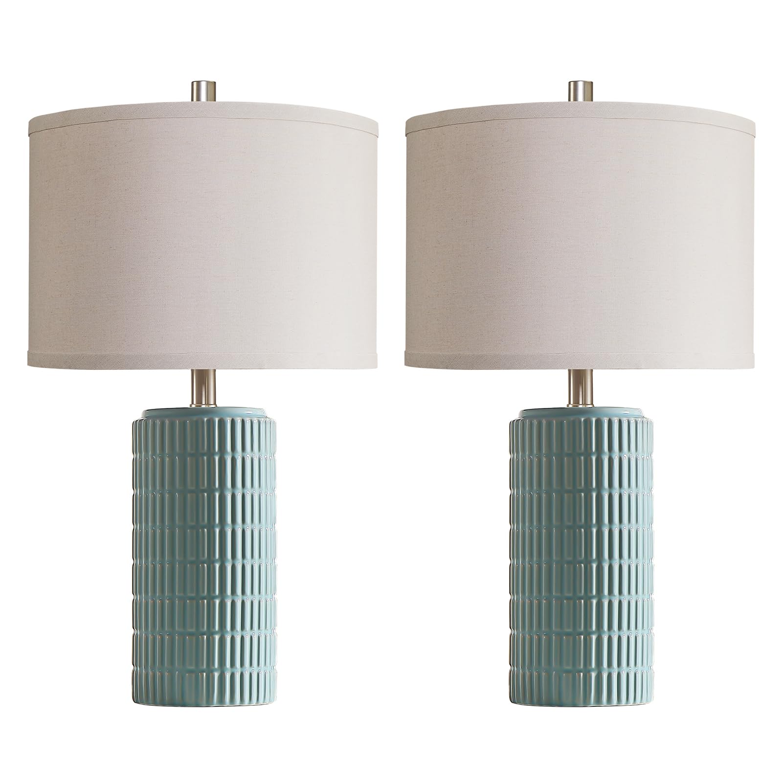 AIEAMPDO 23 Set of 2 Ceramic Table Lamps for Living Room Bedroom  Modern Nightstand Desk Lamp for Entryway  Office  Study Room  2 LED Bulbs Included