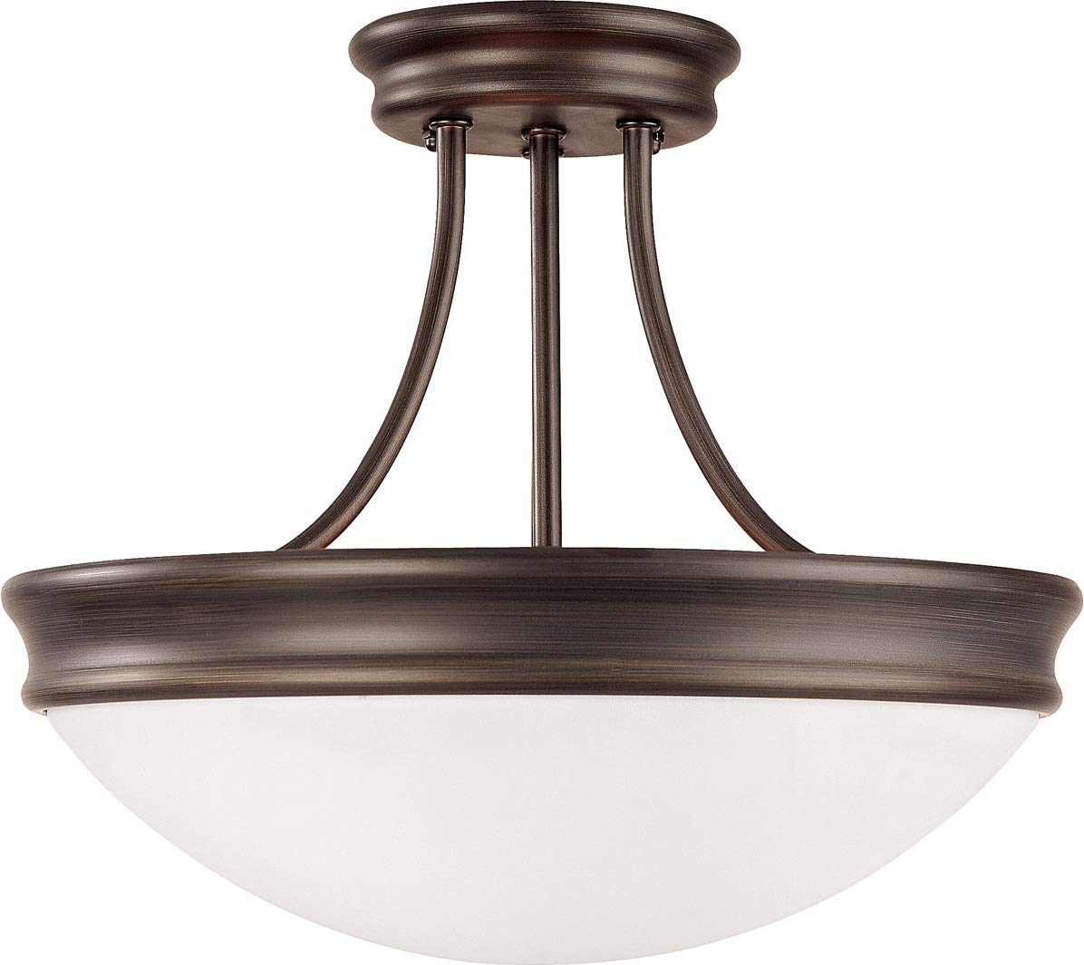 Capital Lighting 2037OR Hansen White Glass Semi Flush Ceiling Light Fixture  3-Light 180 Total Watts  12 H x 14 W  Oil Rubbed Bronze