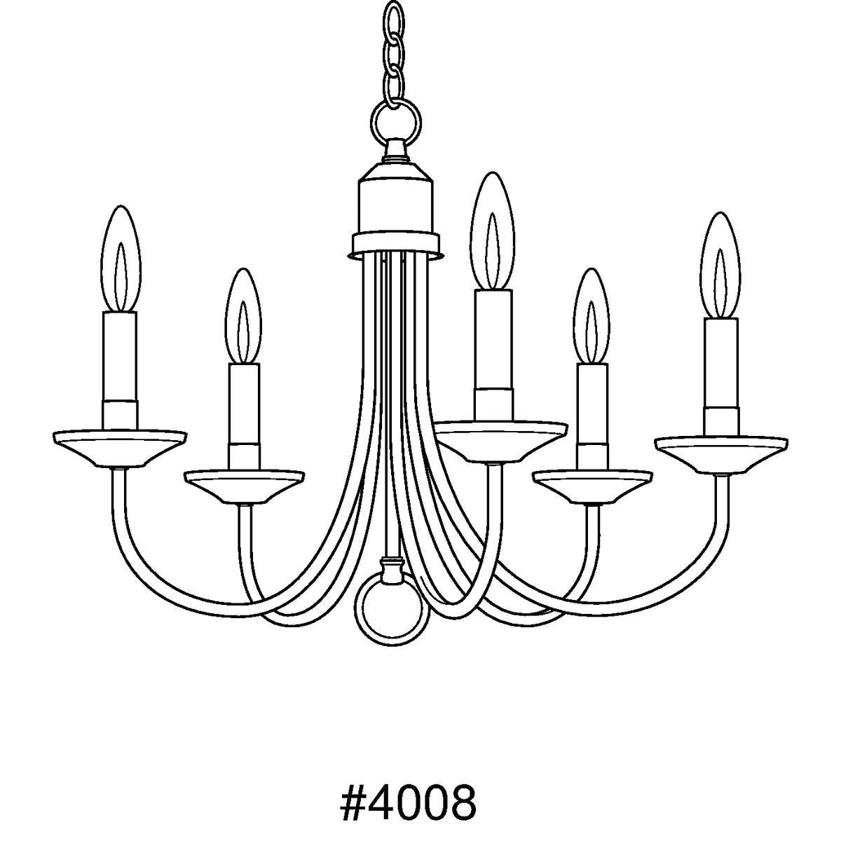 Five-Light White Candles Traditional Chandelier Light Textured Black