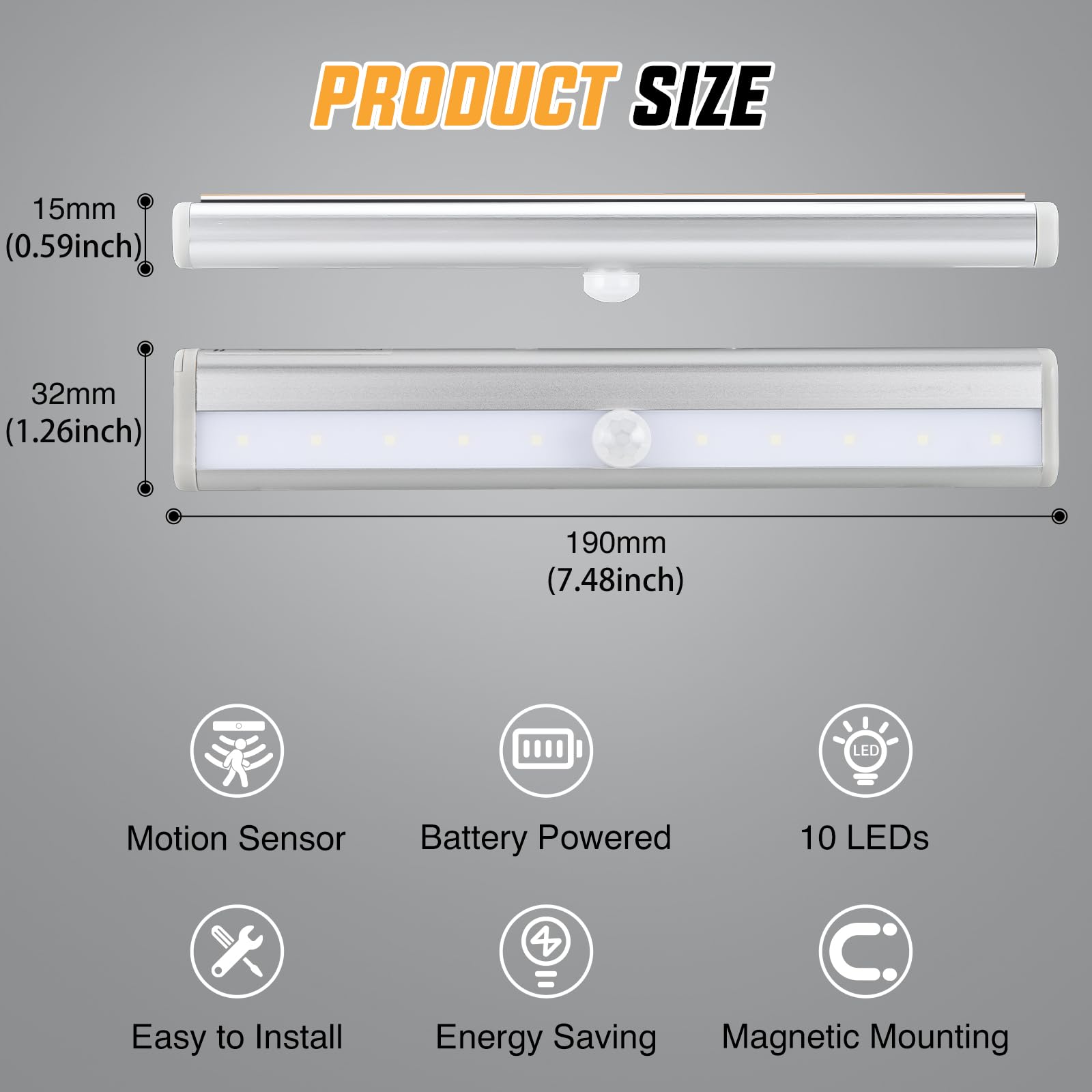 Nilight RV Step Lights - 3PCS Motion Sensor LED Bar - Battery Operated Wireless Magnetic - 7.48in ABS Plastic - Model RV-714W