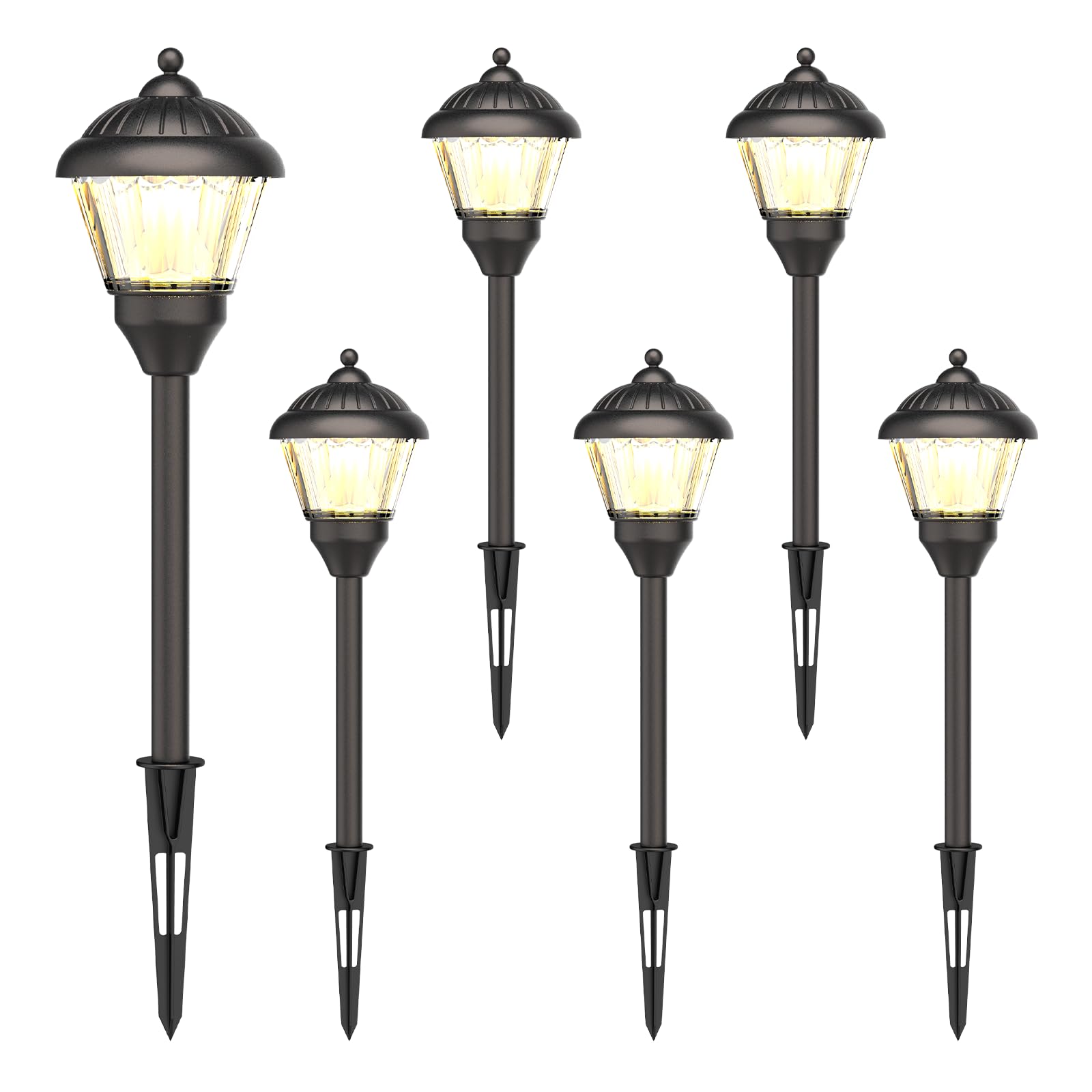 GOODSMANN Pathway Lights 1.5W LED Landscape Lighting Kit, 6PK, 100 Lumen, 3000K Warm White, Metal, Model 9920-G115-