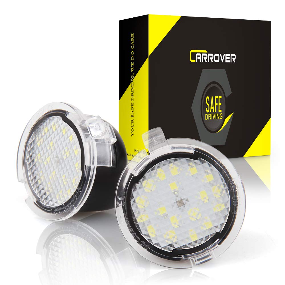 Car Rover Full Led Side Mirror Puddle Light Assembly With 6000K Xenon White Replacement For Ford F-150 Expedition Explorer Edge Flex Fusion Taurus X (Pack Of 2)