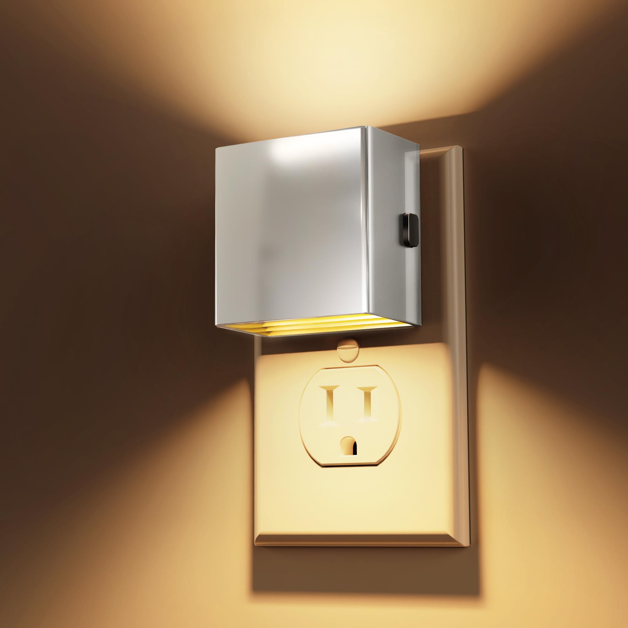 L Lohas Led Night Light,Night Lights Plug Into Wall,[2-Pack] Dimmable Night Light With Light Sensor,3000K Warm White,Silver Nigh