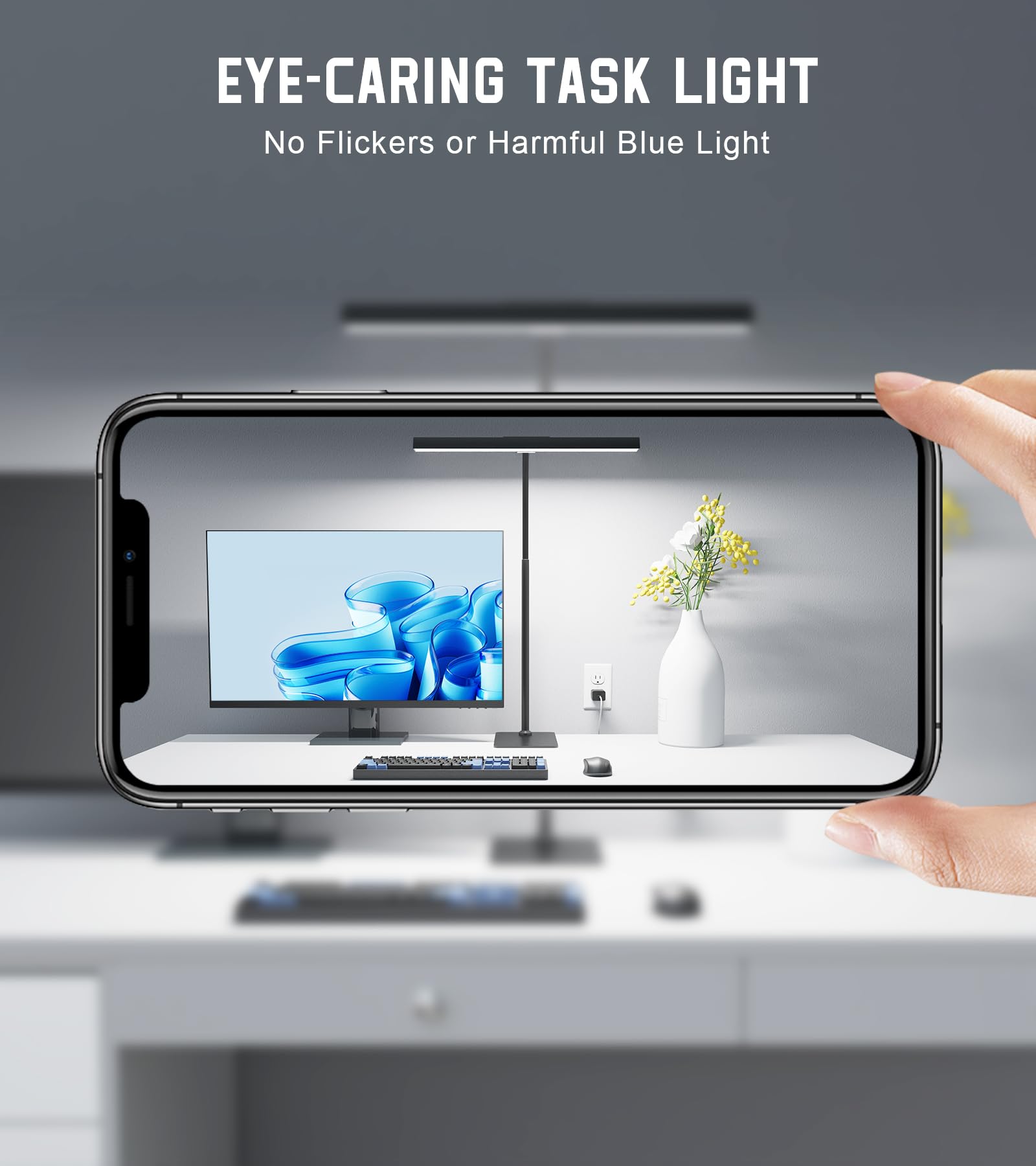 Kaulsoue LED Desk Lamp - 12W Eye-Caring Architect Light, Adjustable Gooseneck, Touch Control, Black, Model LS51D