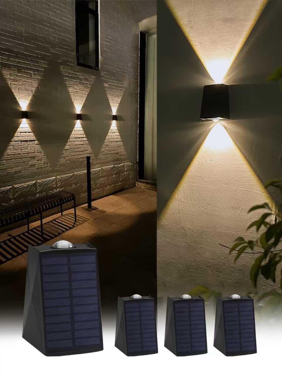 Mrzxy Solar Wall Lights Outdoor Up and Down Fence Lights Solar Powered Dusk to Dawn Wall Sconce Waterproof for Garage  House