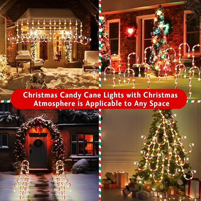 Christmas Decorations Candy Cane Lights with 8 Modes, Christmas Lights Outdoor Waterproof, Christmas Outdoor Decorations for Yar