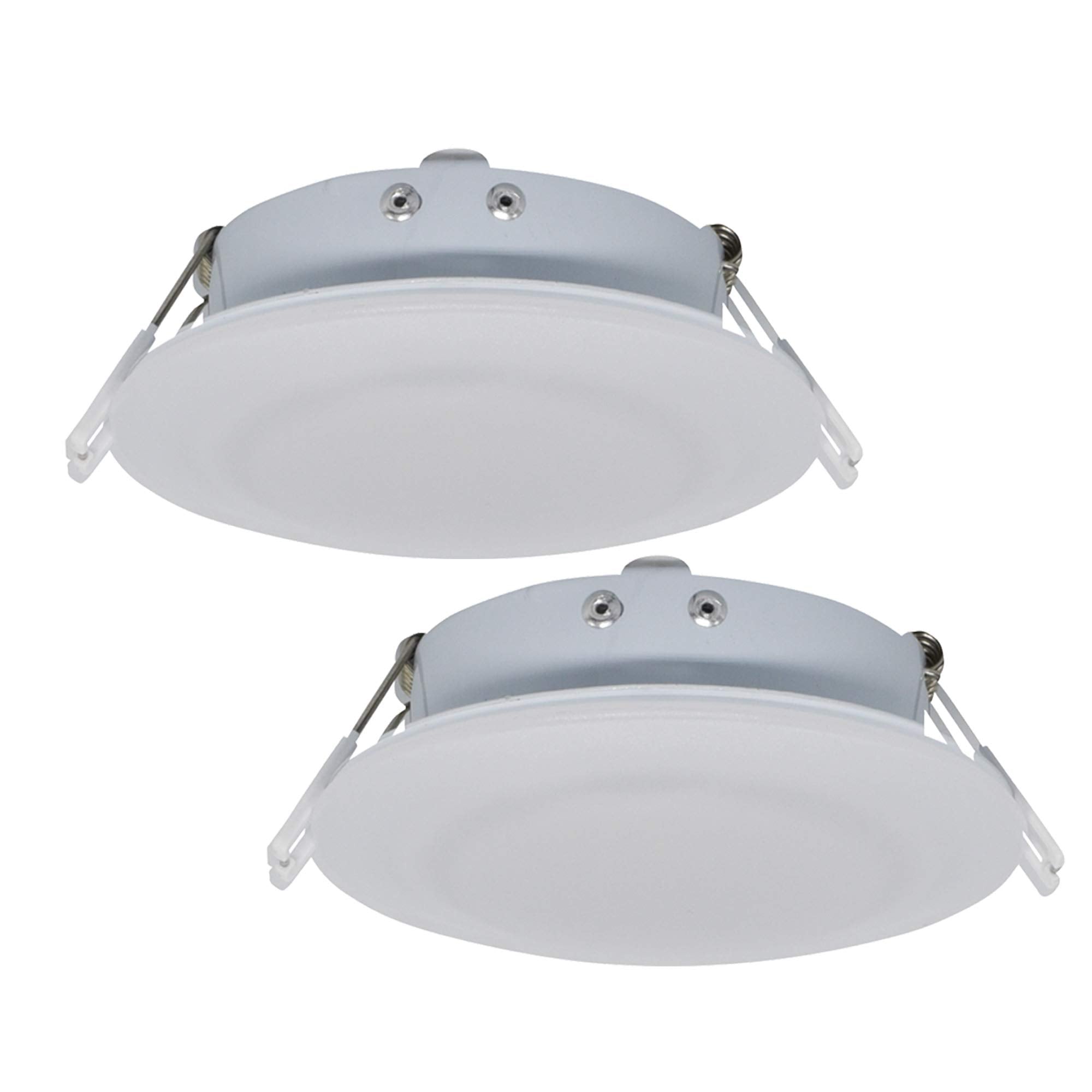 Facon LED RV Puck Light, 4.5Inch, Aluminum, 3400K Warm White, Model DLFST4-008, Pack of 2
