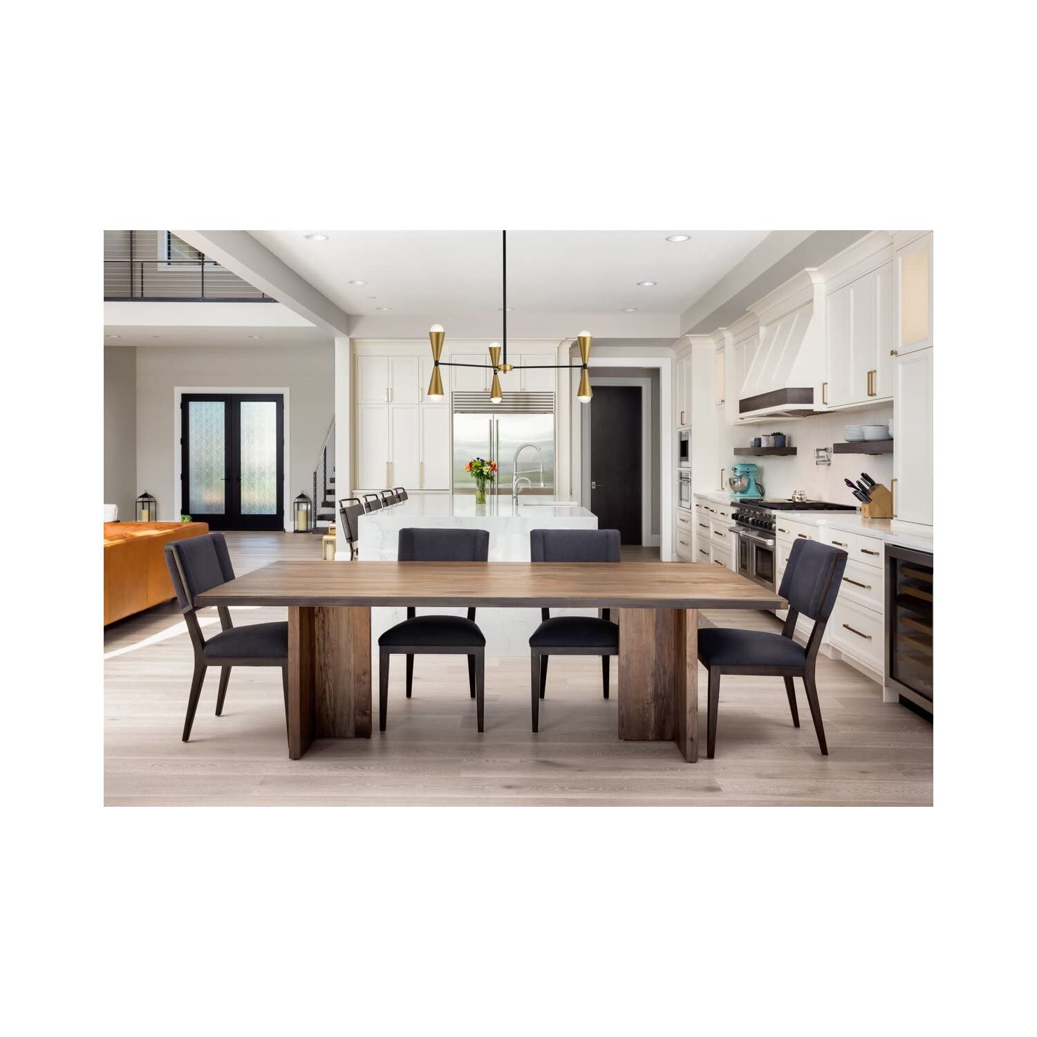 Elegant Lighting Living District Cade 6-Light Mid-Century Metal Pendant in Black and Brass