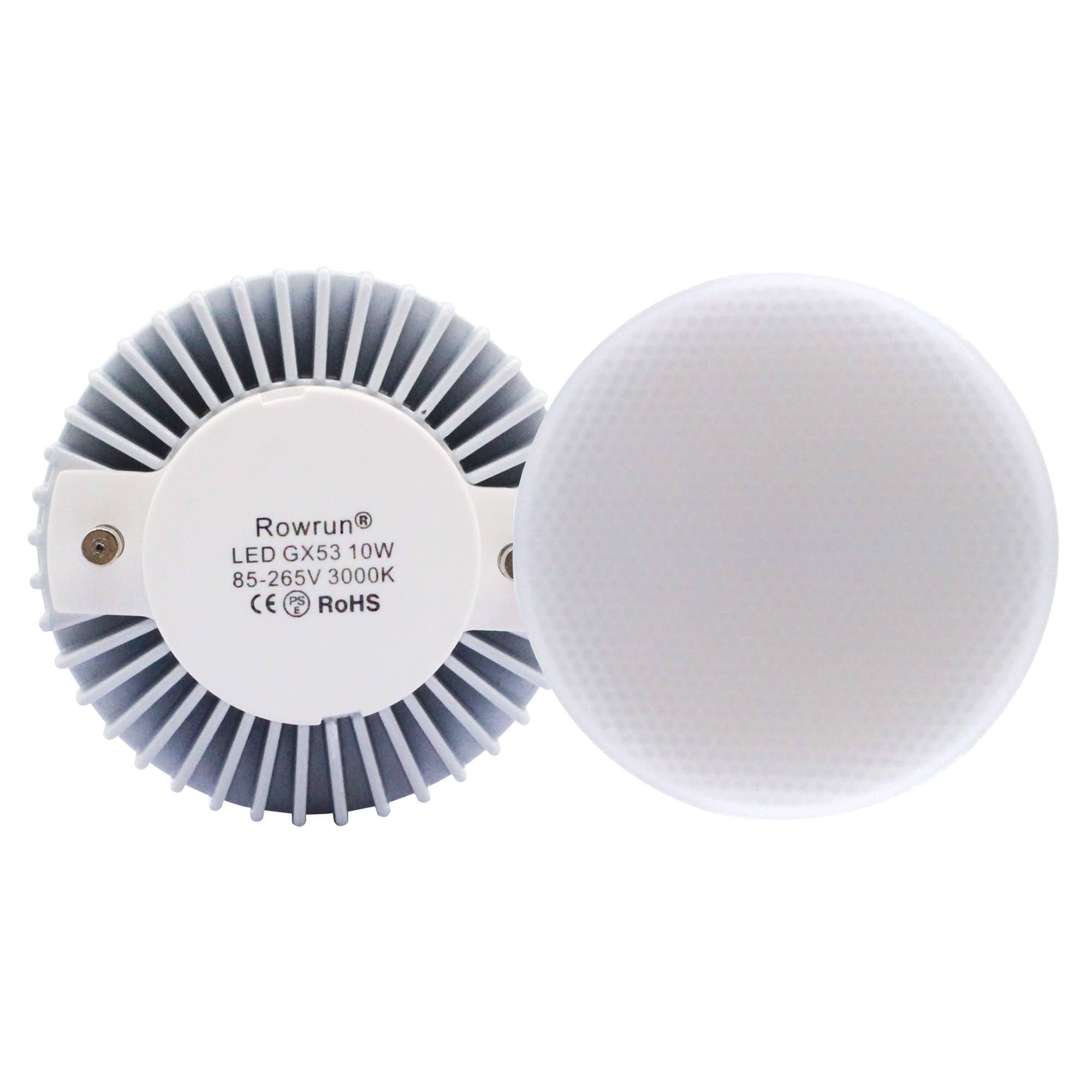 Rowrun LED Gx53 Bulb 8W Soft White Bulb for Replacement of Traditional Halogen Gx53 Lamp Cabinet, Showcase, Exhibition, Shop Showroom Lighting Non-Dimmable Pack of 2