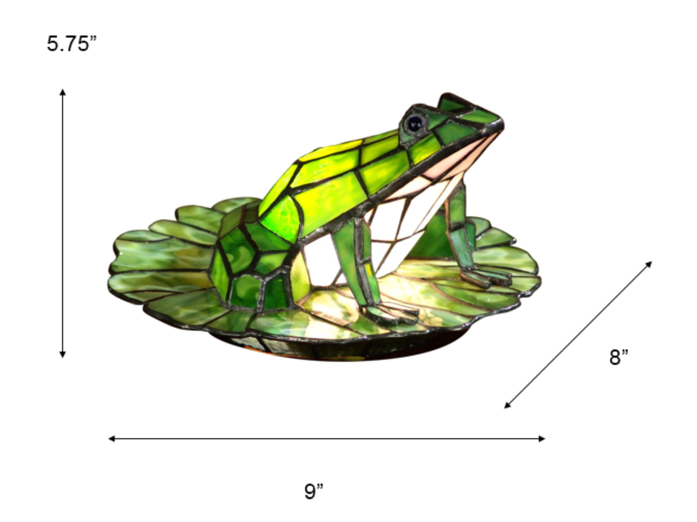 Dale Tiffany Frog Lily Accent Lamp, Glass, Model TA101231, 7.5x12x12 inches, Green