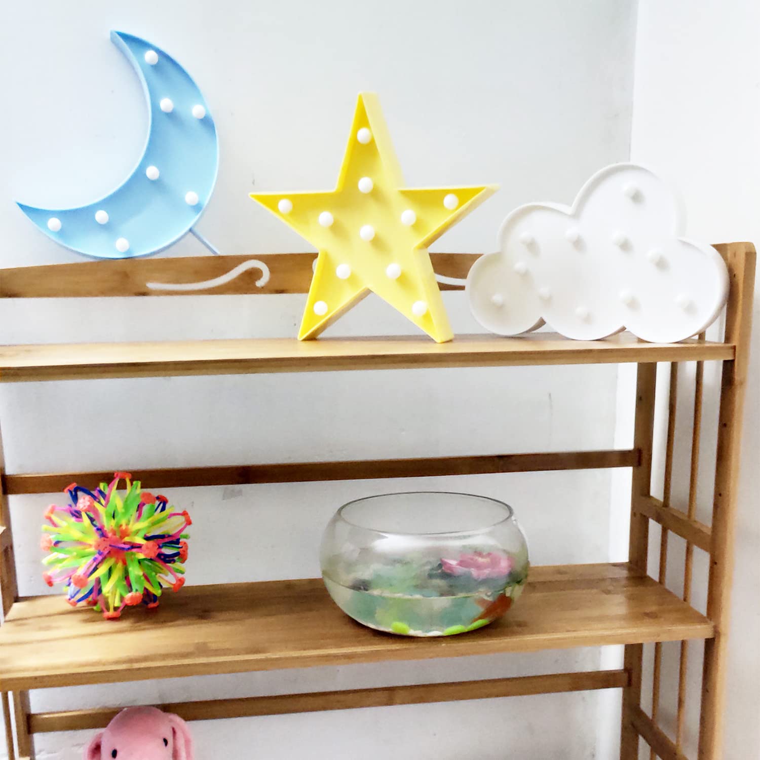 AUSAYE 3 PCS 3D Crescent Moon Light Cloud Led Star Lamp, Decorative Night Lights Room Decor NightLight for Kids Adults Birthday