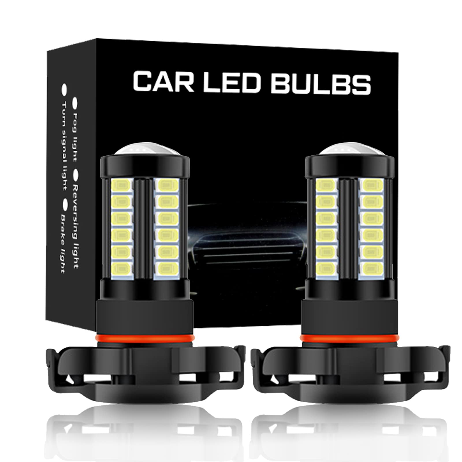 Yonput 2 PCS H16/5202/5201 LED Fog Lights Bulb, 6500K Xenon White, 2800 Lumens Super Bright 5730 33-SMD Chips LED Running Lights