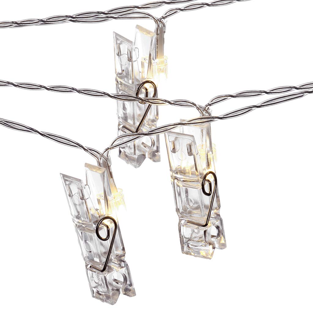 Sterno Home LED Battery-Operated Clip String Lights, 10.5 Feet, Warm White, Model GL42589, Plastic