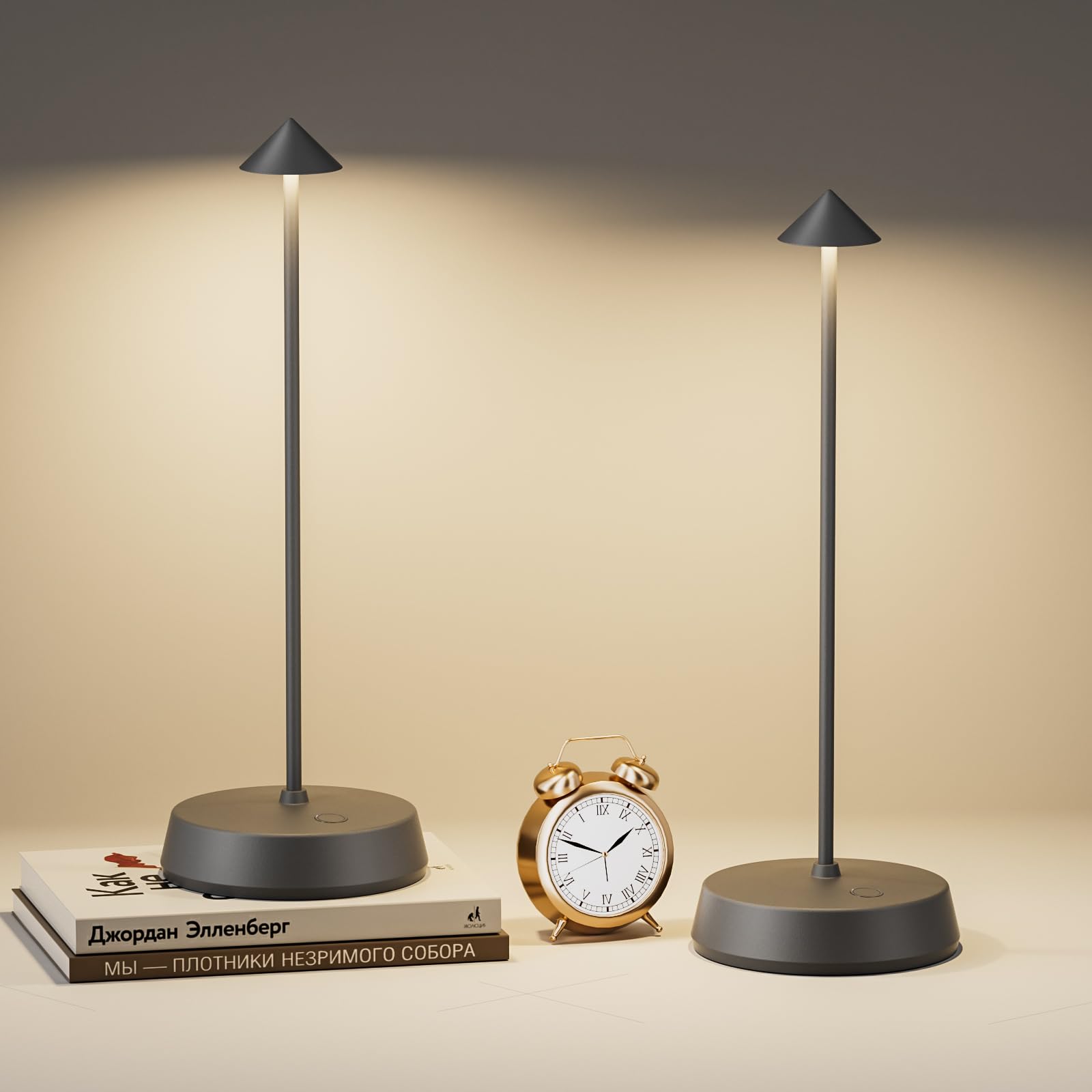BaiZhou Cordless Table Lamp Rechargeable LED Battery Operated 6000mAh Touch Dimmable Small Lamp Outdoor Waterproof Portable Wire