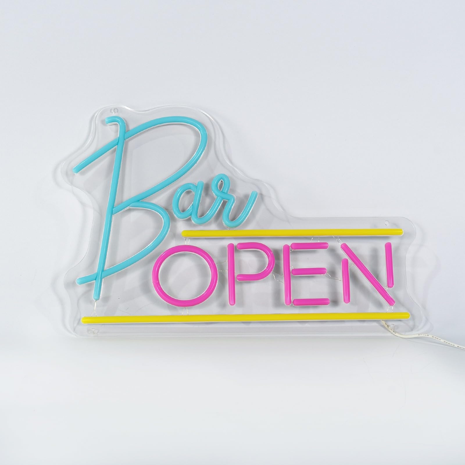 NEONGRAND Open Bar Neon Sign Light, Acrylic, 16x10.7in , Pink and Ice Blue