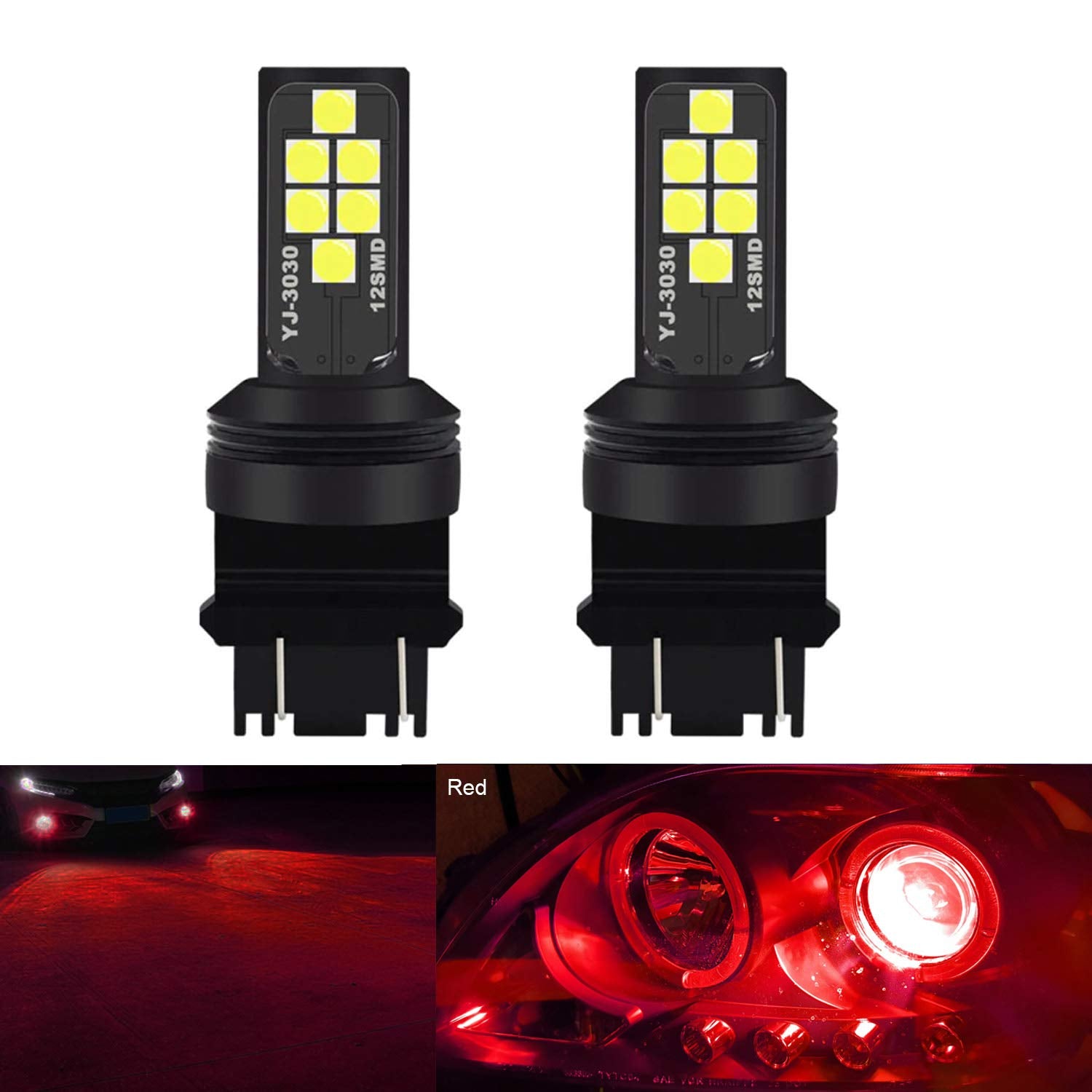 SOCAL-LED LIGHTING Red LED Turn Signal Bulb 3157 (T25) Plastic, Pack of 2