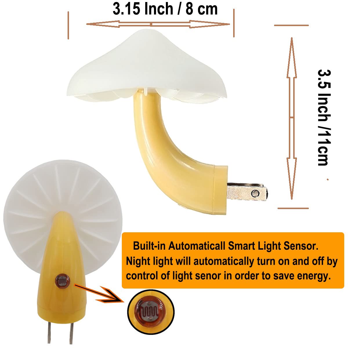 Ausaye 4 Pack Plug In Night Light, Mushroom Light Led Nightlights For Kids, Adults, Bedroom, Bathroom,Hallway, Stairs, Kitchen M