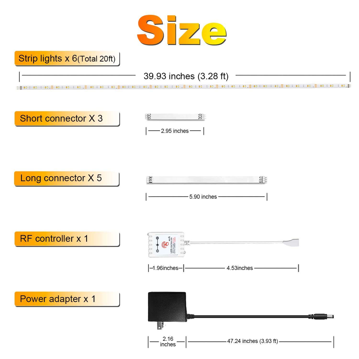 Daybetter Under Cabinet Lighting, 20Ft Dimmable Under Cabinet Lights With Remote, 360 Leds, Tunable White(2700K-6500K) 6 Pcs 3.2