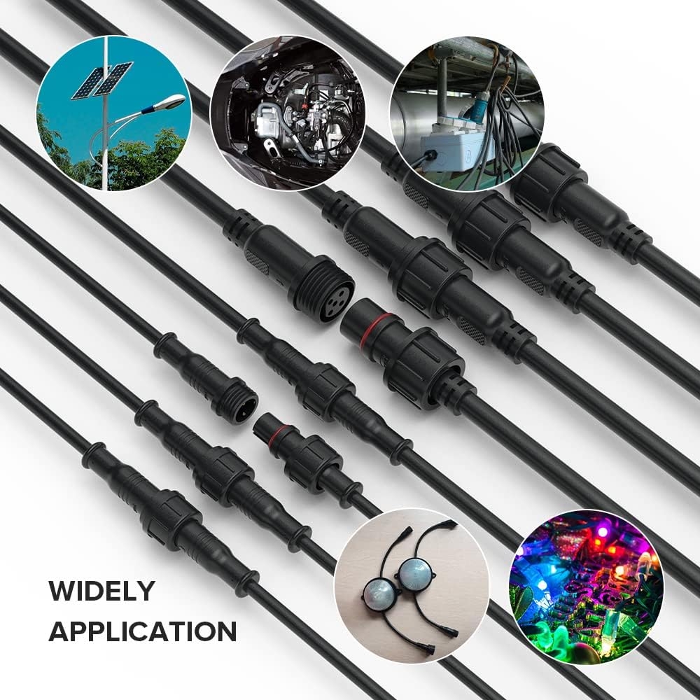 Btf-Lighting 3 Pin Electrical Connector 18Awg Ip65 Male Female Connector 7.87In/20Cm Extension Cable For Car,Truck,Boat,Indoor/O