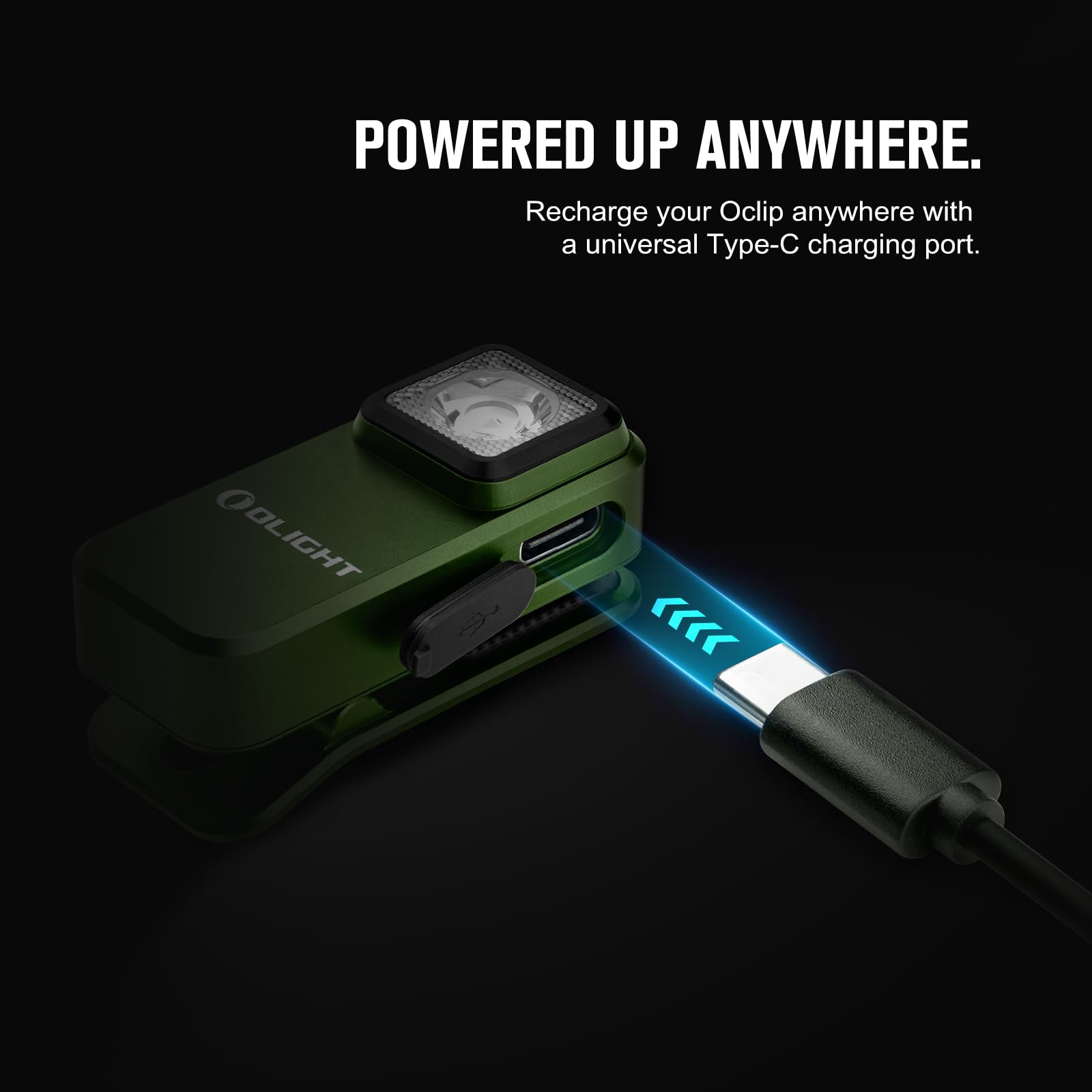OLIGHT Oclip Rechargeable EDC Flashlight, 300 Lumens, USB C Charging, Magnetic, Compact Pocket Clip Light, OD Green
