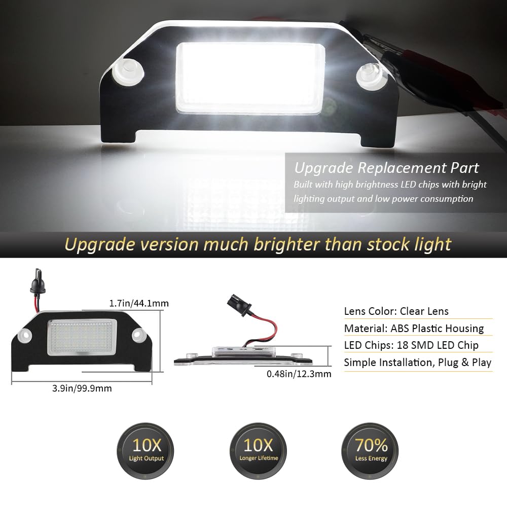 D-Lumina LED License Plate Light for 2005-2014 Dodge Charger, Challenger, Chrysler 300, 6000K White, ABS Plastic, Pack of 1
