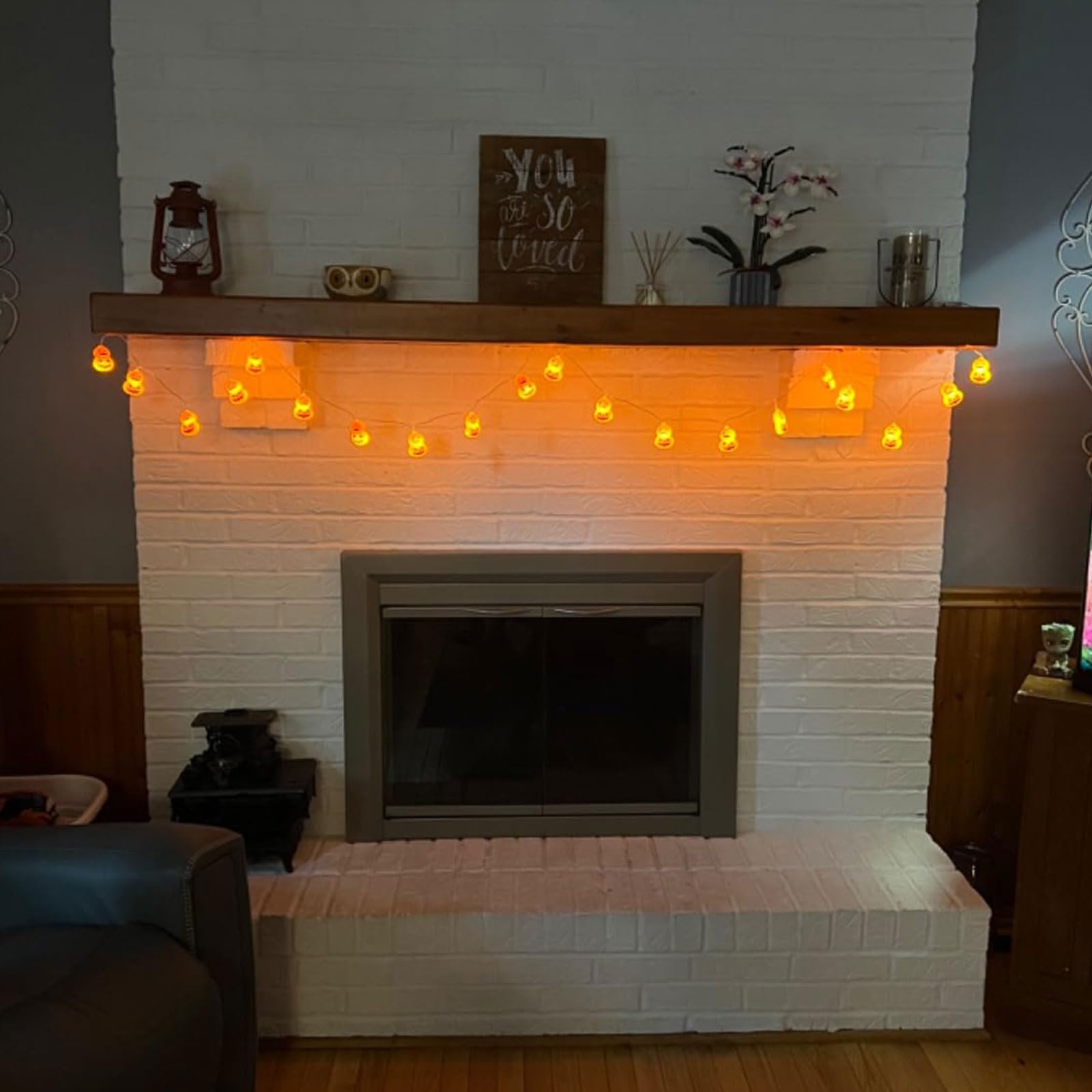 Axiijgl Halloween Decorations 20Led 9.8Ft Pumpkin String Lights Batteries Operated Battery String Lights Outdoor Indoor 2 Layer Orange Pumpkin Halloween Party Decorations
