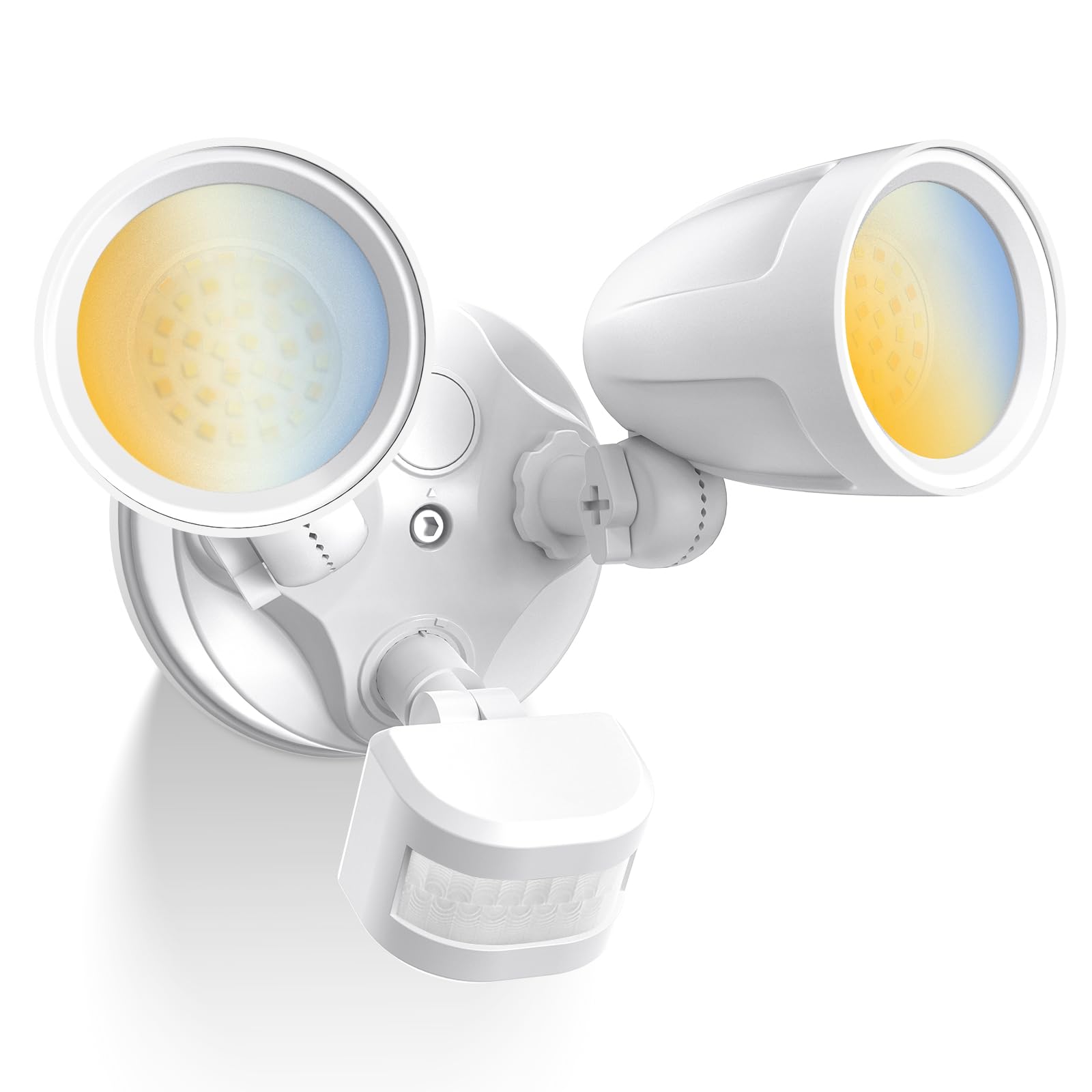 ALUSSO Motion Sensor Outdoor Lights Metal Heads  30W 3600LM Flood Lights Outdoor 120V  3 Modes Dusk to Dawn/Auto/On Time  3000K 4000K 6500K Adjustable  Hardwired Security Light ETL Listed  White 1PC