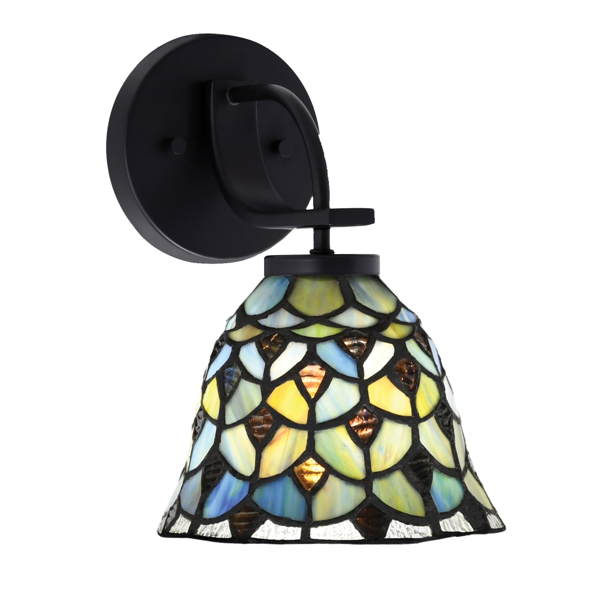 Cavella 1 Light Wall Sconce Shown In Matte Black Finish With 7" Crescent Art Glass